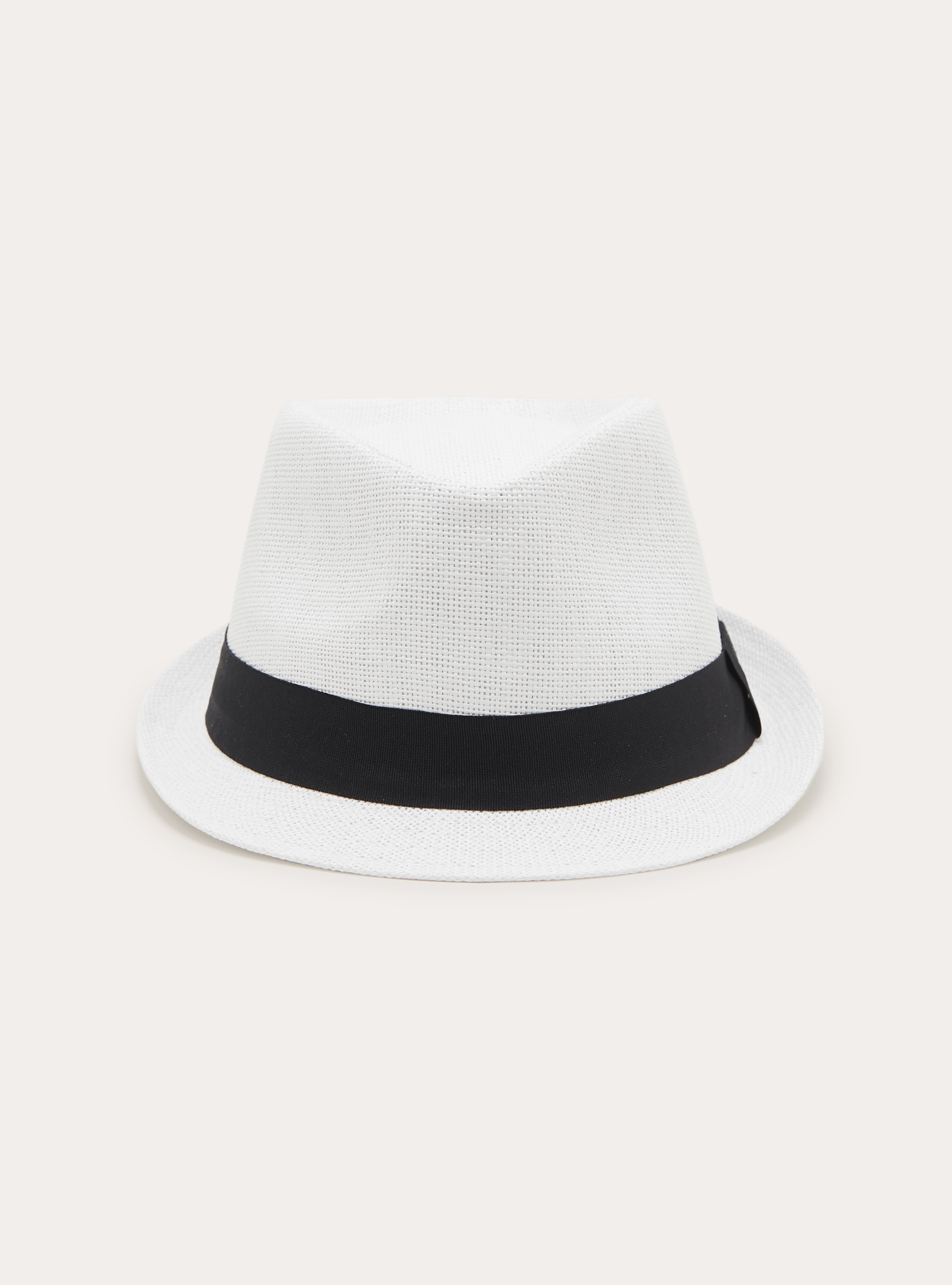 Cappello effetto rafia con banda a contrasto, WH3 WHITE