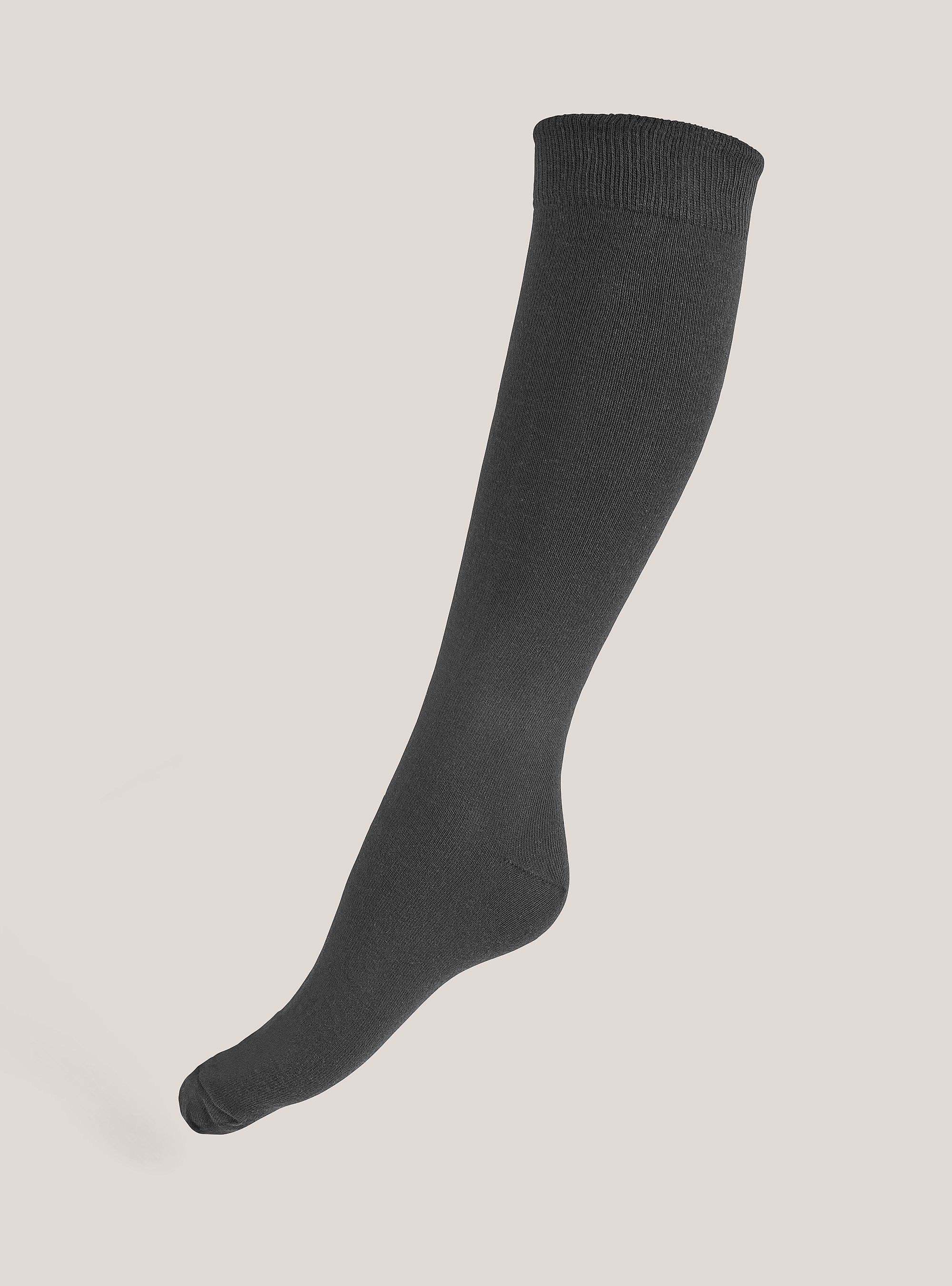 Set of 3 pairs of plain coloured knee-high socks, COMBO BLACK