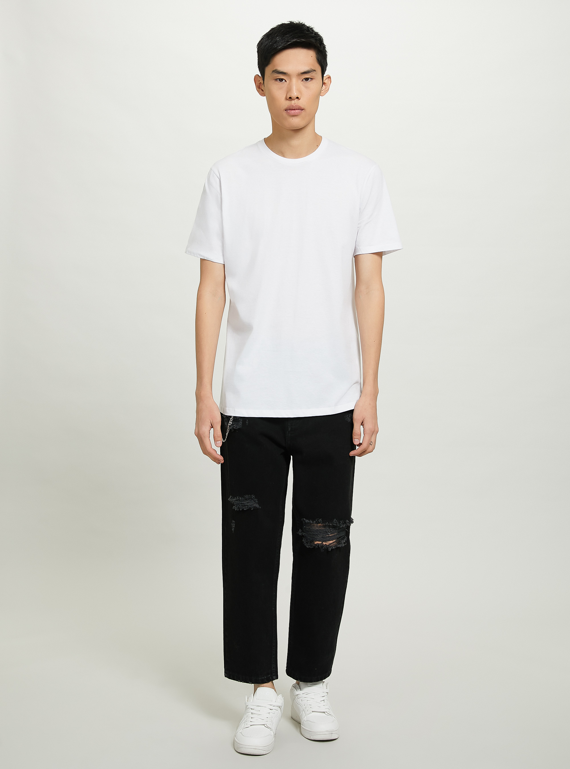 Relaxed fit jeans with chain, BK1 BLACK
