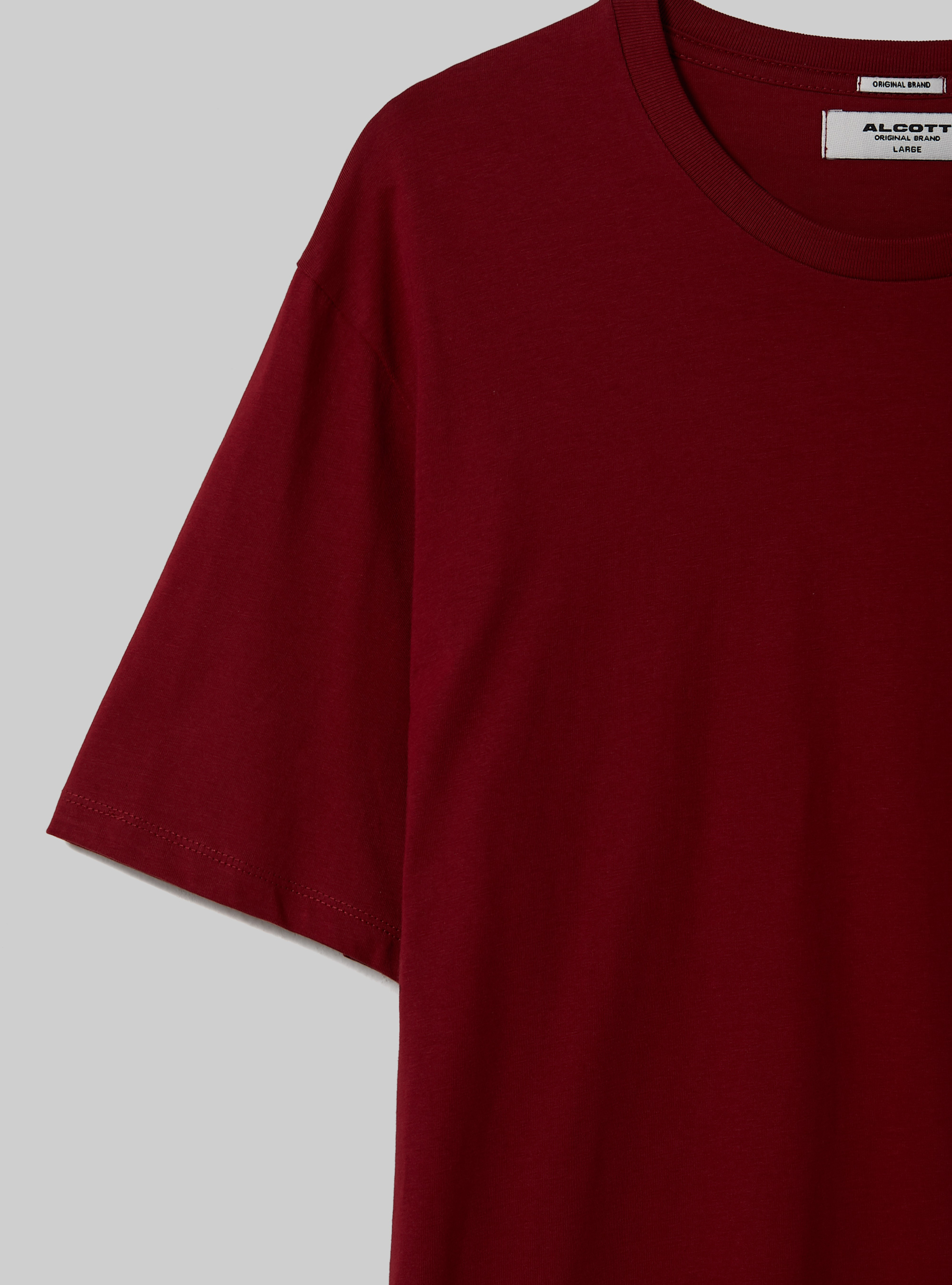 Camiseta de algod&oacute;n con cuello redondo, BO2 BORDEAUX MEDIUM