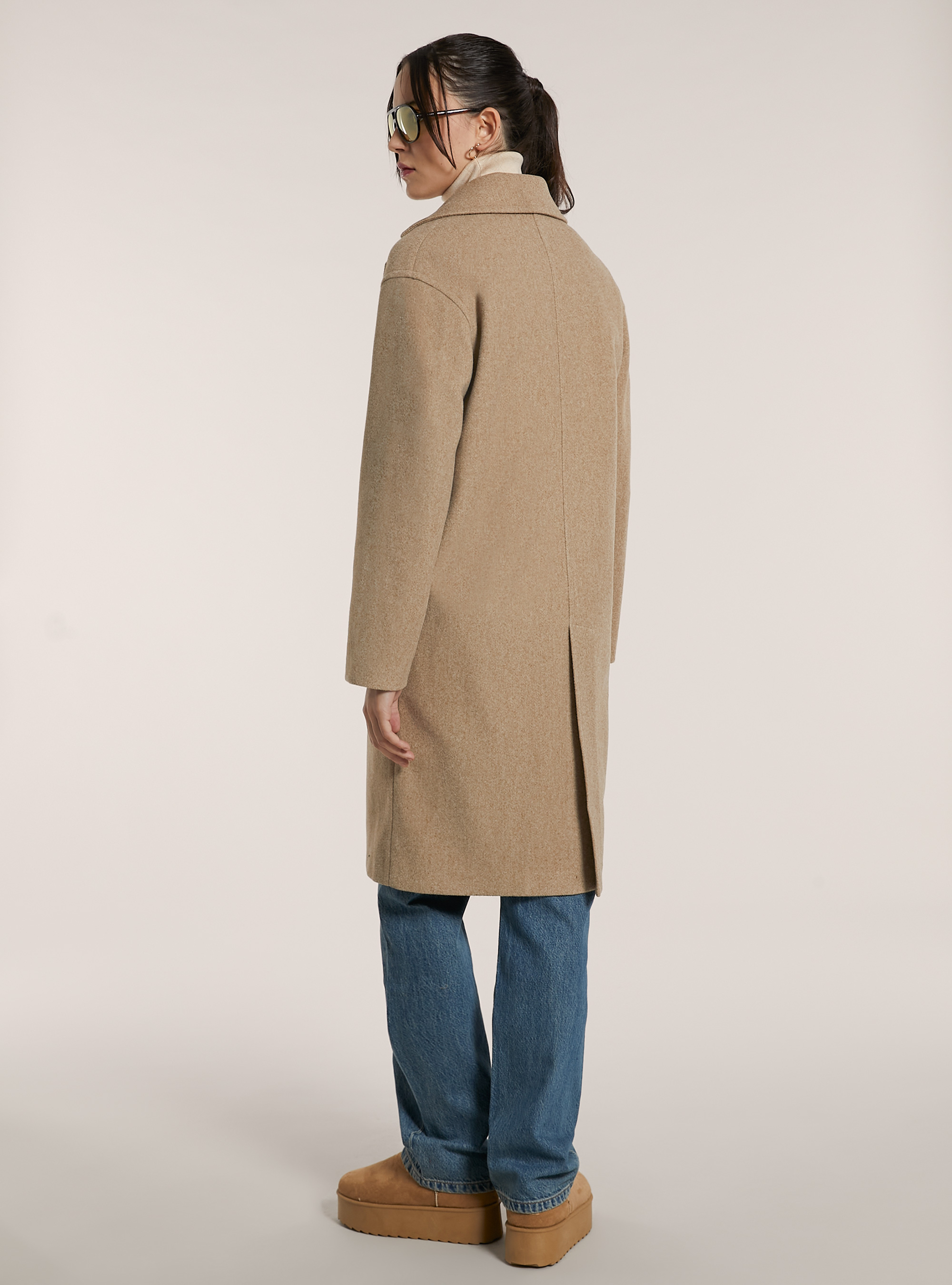 Plain single-breasted coat, MTB3 TOBACCO MEL LIGHT