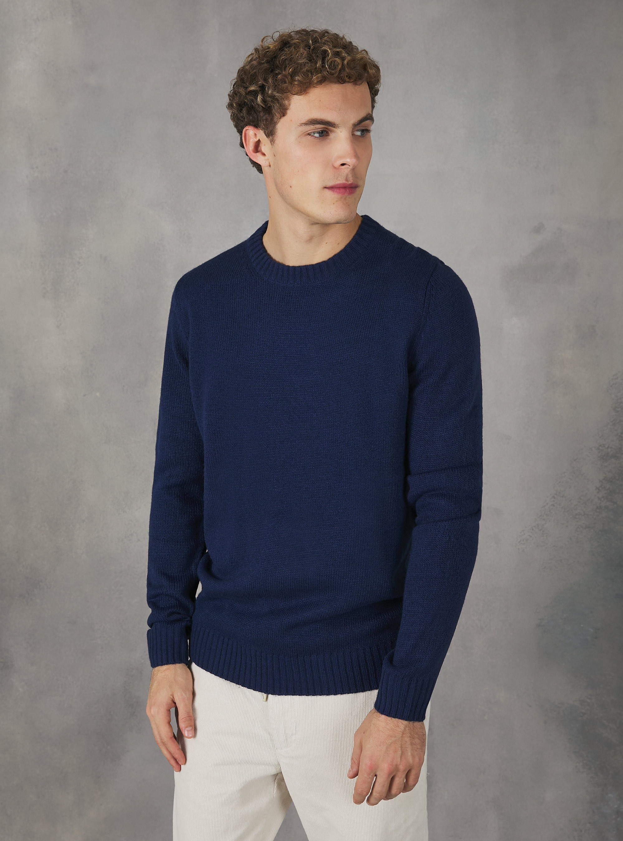 Pullover caldo effetto cachemire, MNA2 NAVY MEL MED