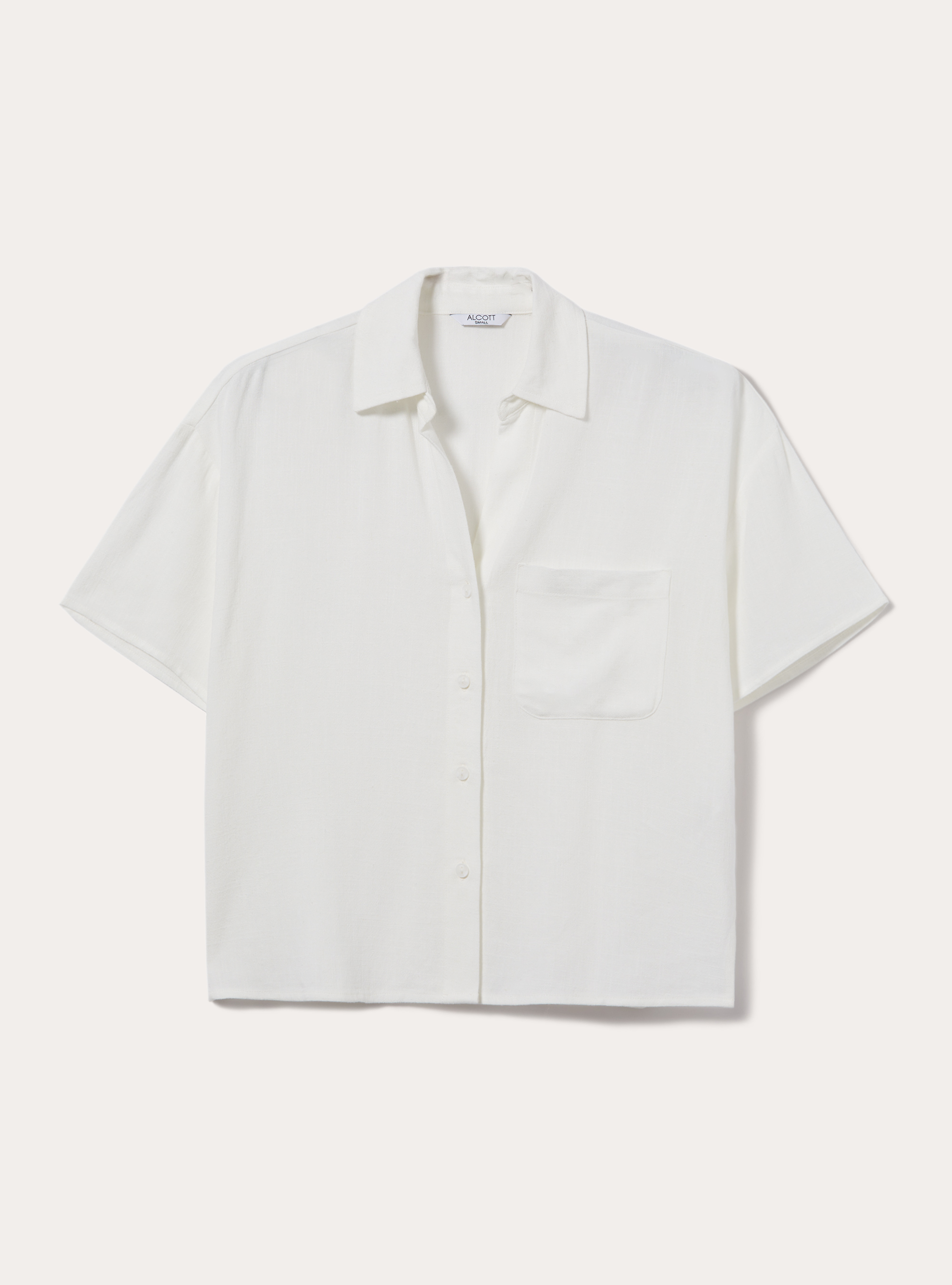 Linen blend cropped shirt, WH2 WHITE