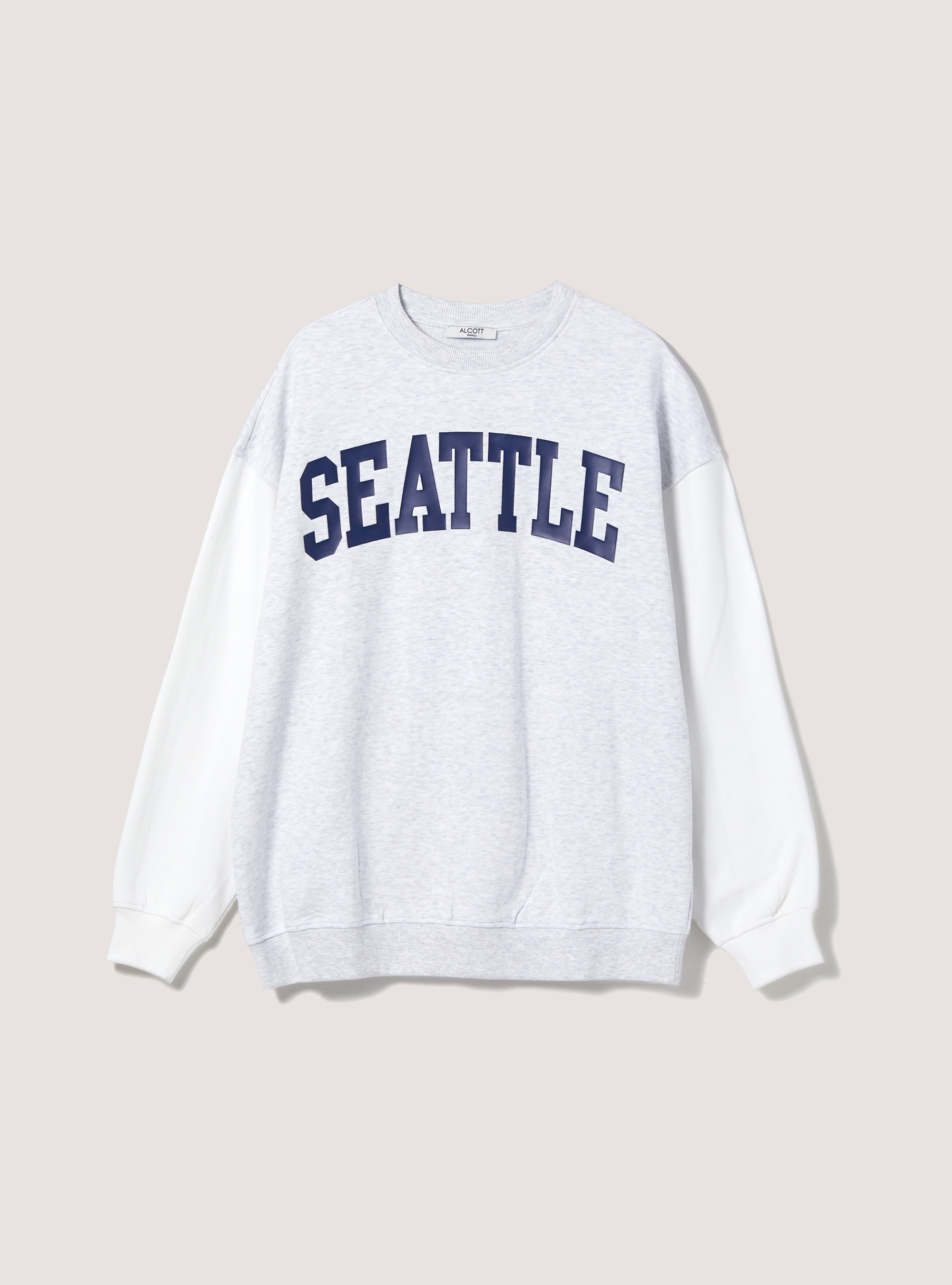 Sweatshirt with print and contrasting sleeves, MGY3 GREY MEL LIGHT