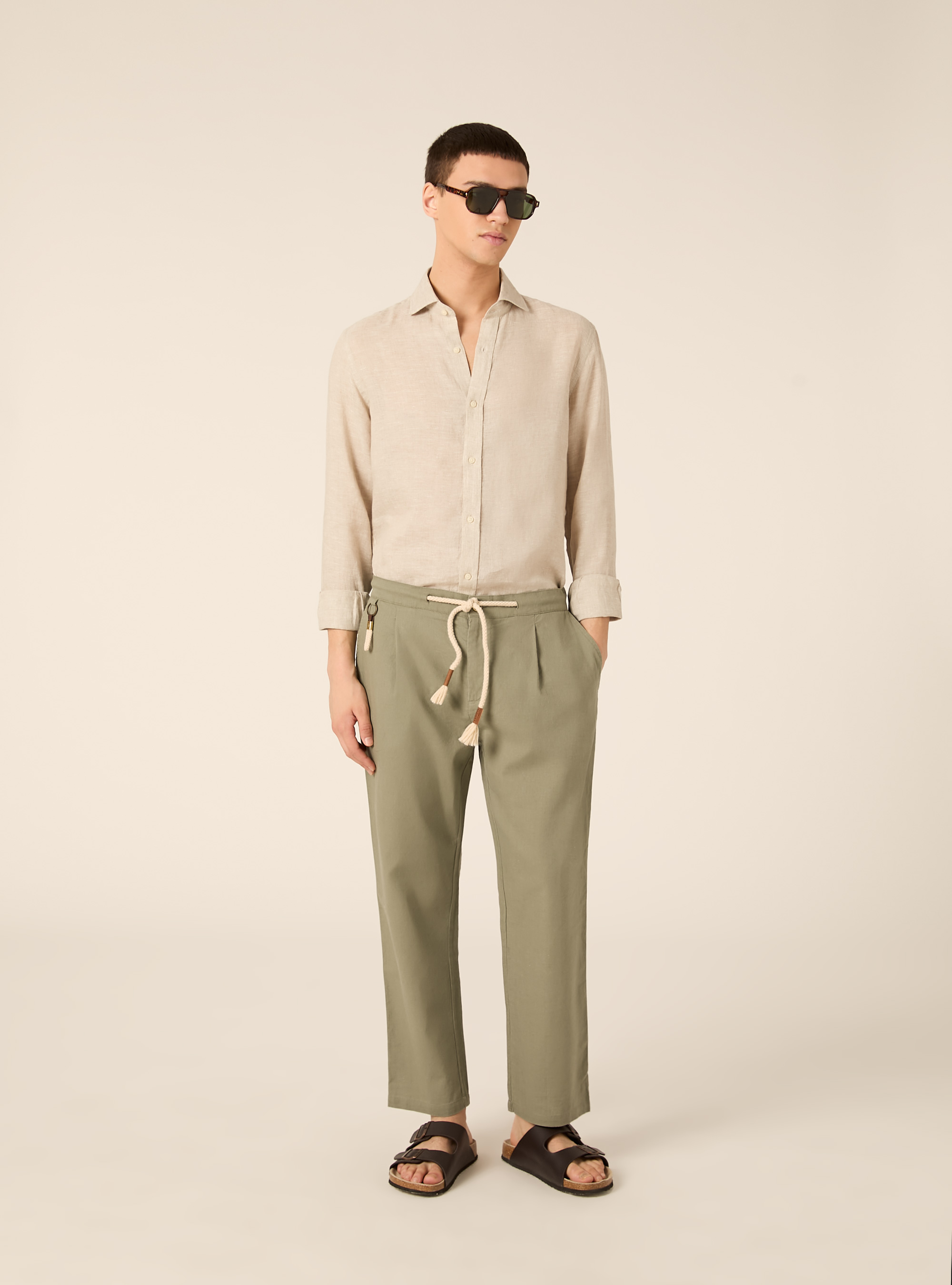 Pantaloni misto lino con coulisse, KY2 KAKY MEDIUM