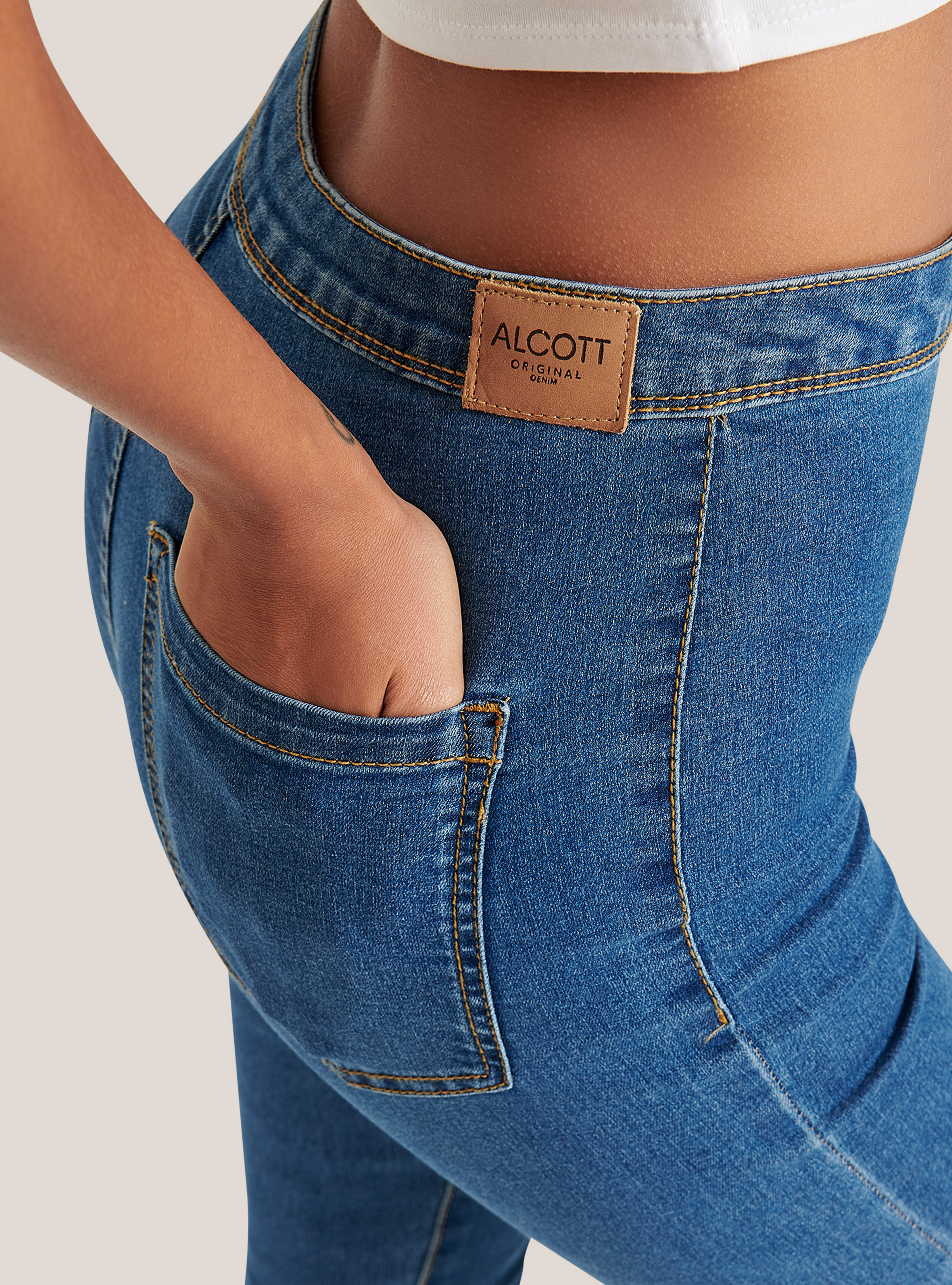 Hochtaillierte Stretch-Jeggins, C272 BLUE