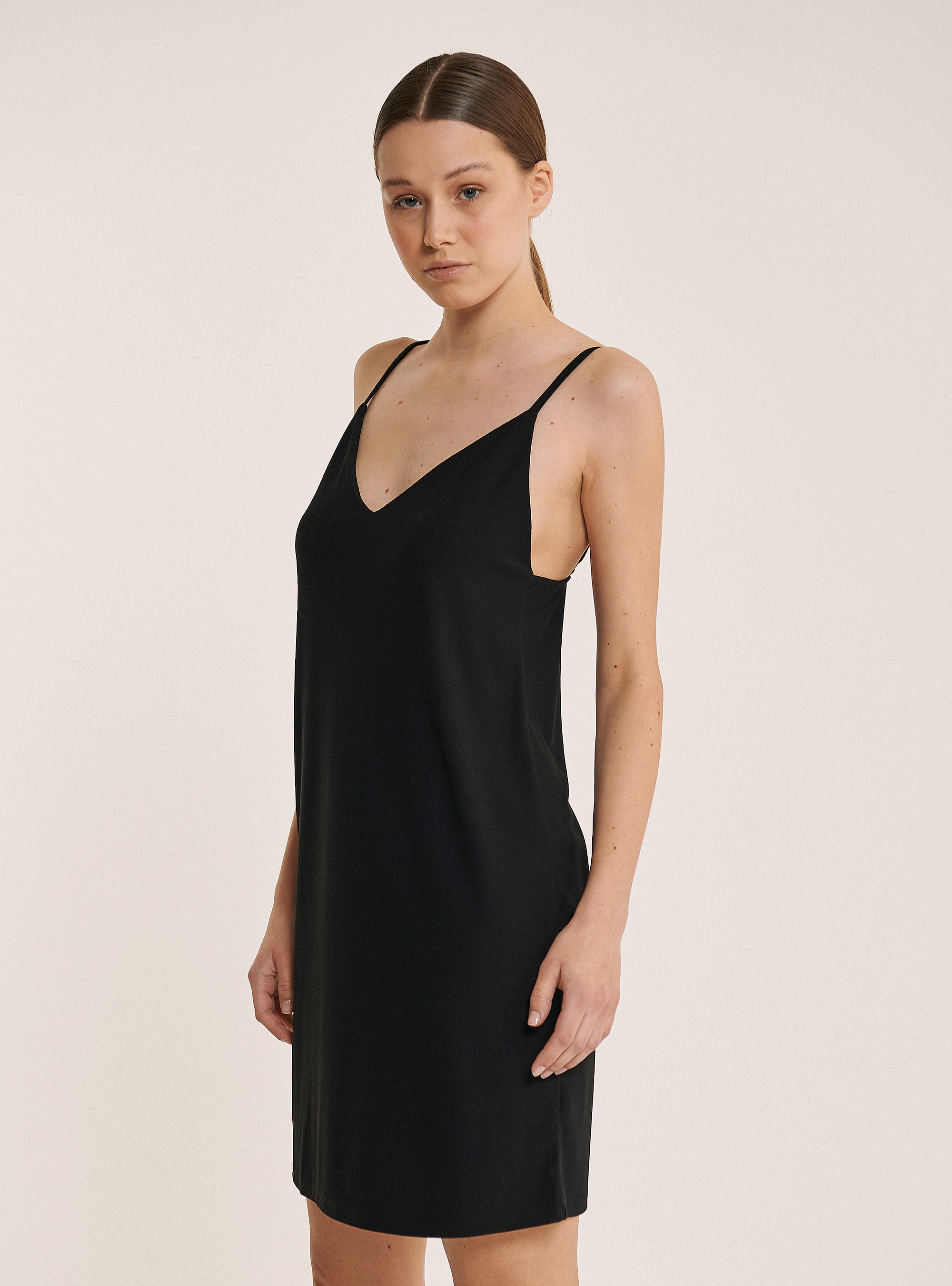 Mini V-neck dress, BLACK