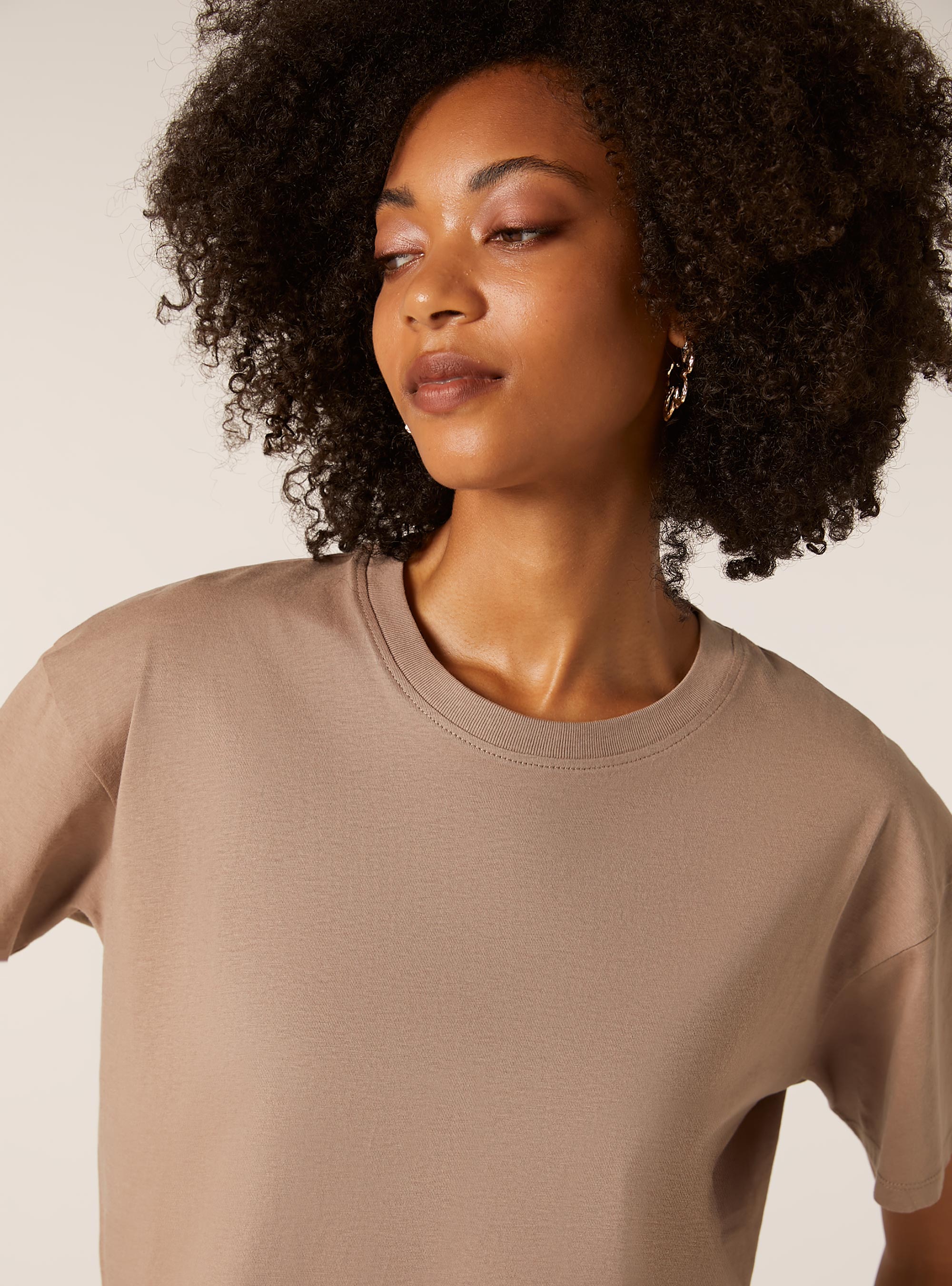Cotton cropped t-shirt, BR3 BROWN LIGHT