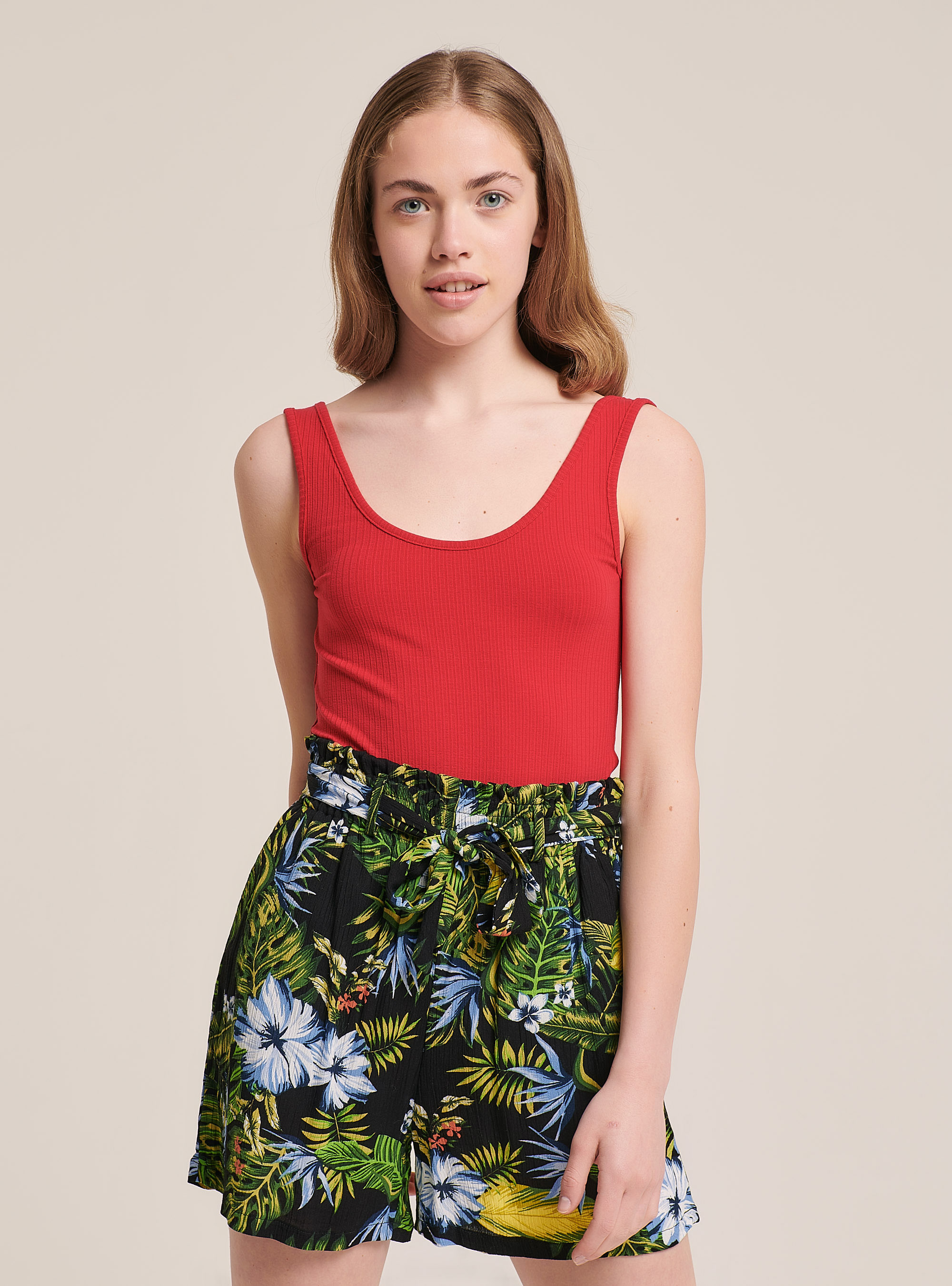 Basic ribbed bodysuit in cotton, RED