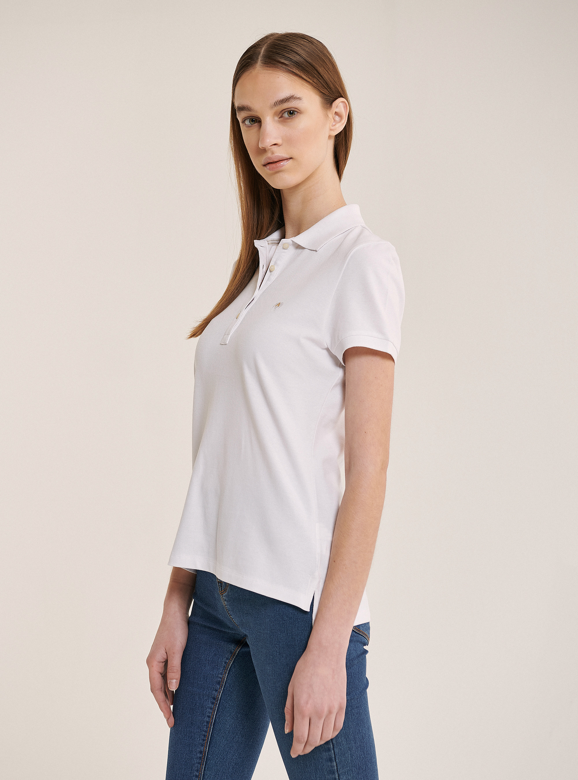 Polo shirt in cotton piquet, WHITE