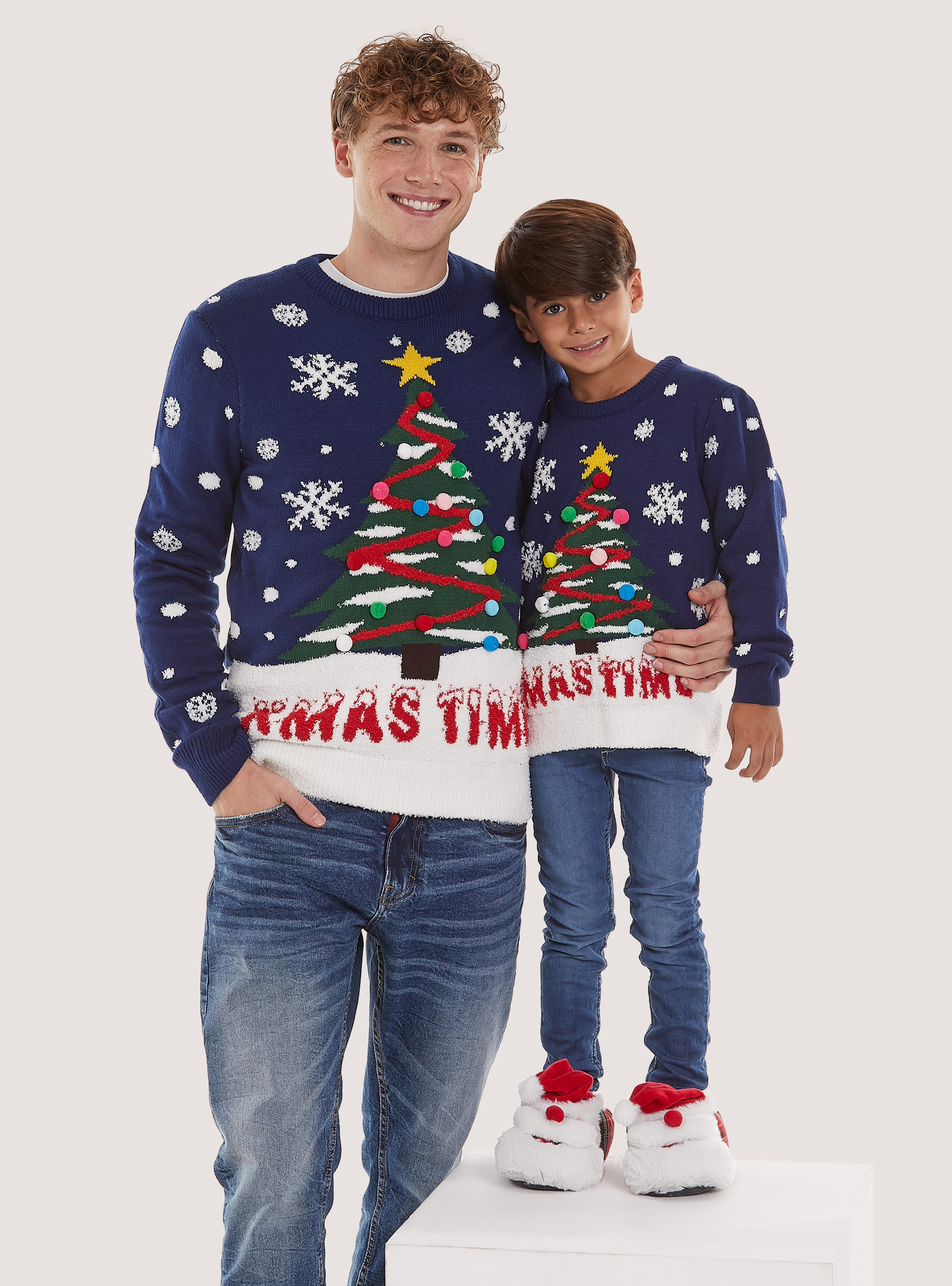 Jersey de la Colección Familiar de Navidad con luces, NA1 NAVY DARK