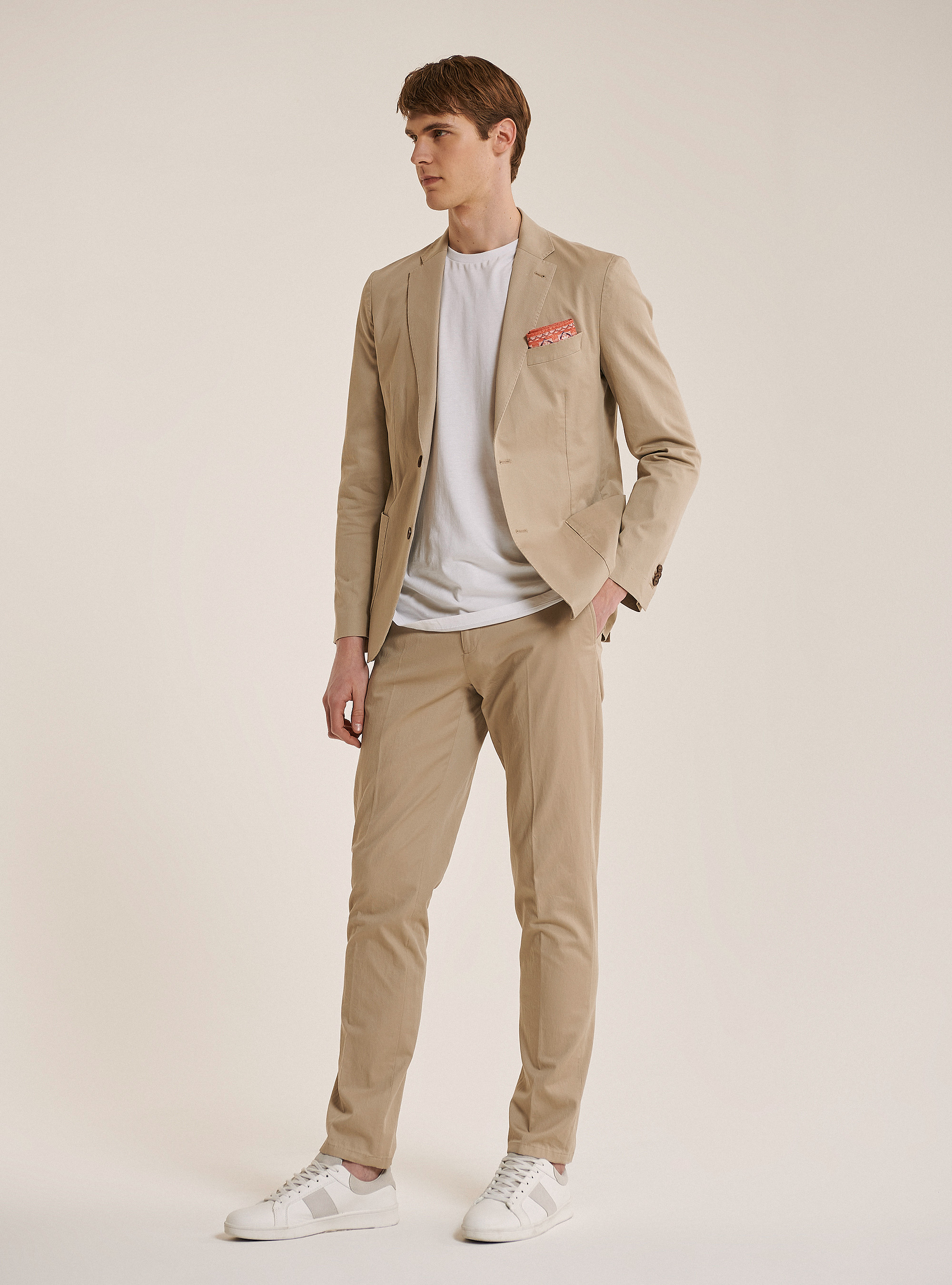 Giacca in misto lino con tasca a toppa, SAND