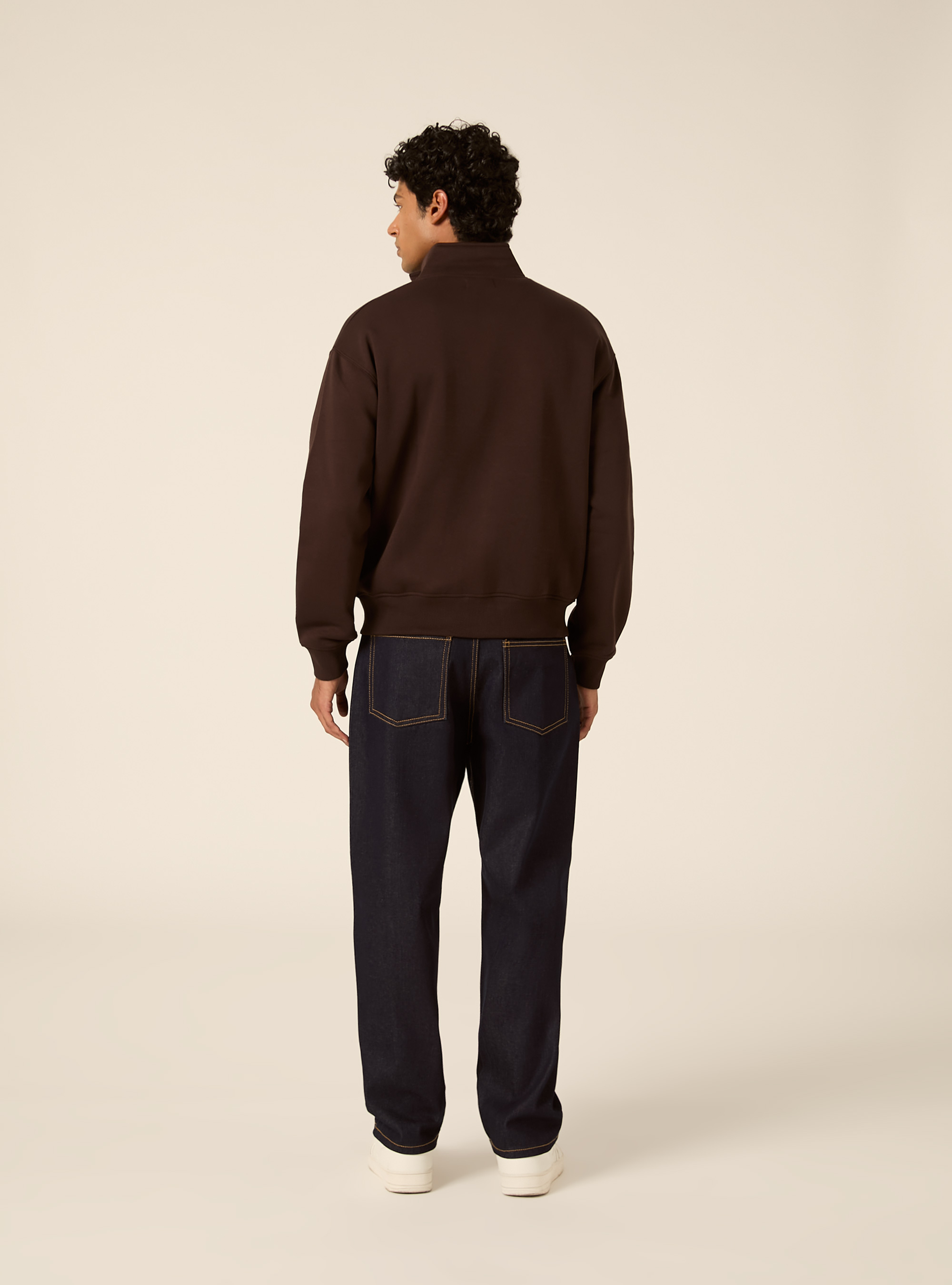 Cardigan con cerniera mezzocollo, BR1 BROWN DARK