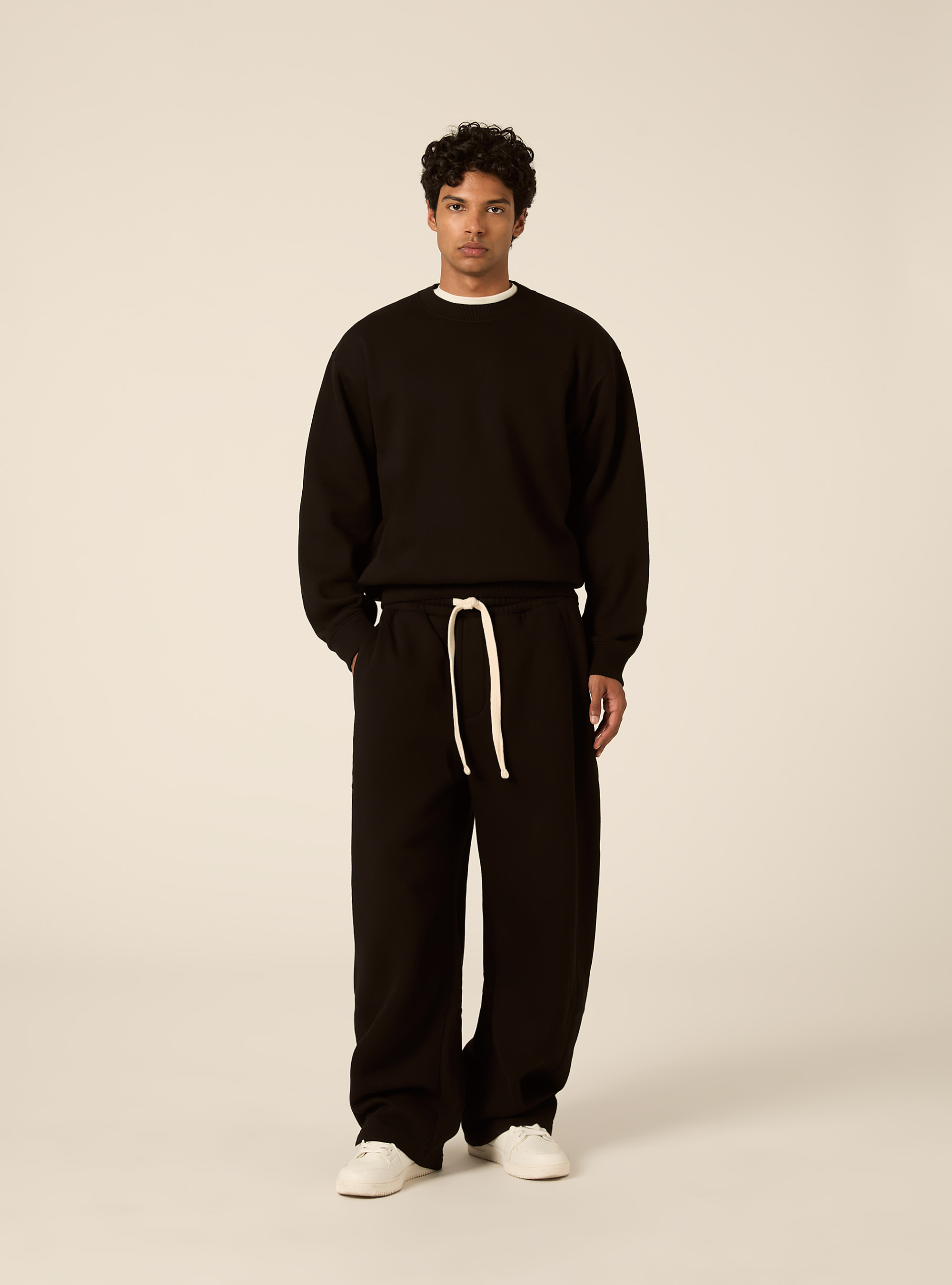 Pantalone in felpa barrel fit, BK1 BLACK