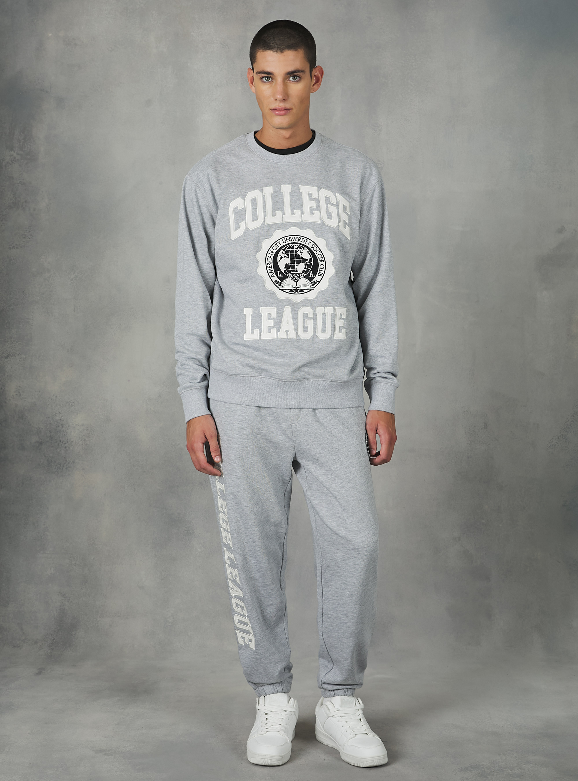 Sudadera con parche universitario, MGY2 GREY MEL MEDIUM