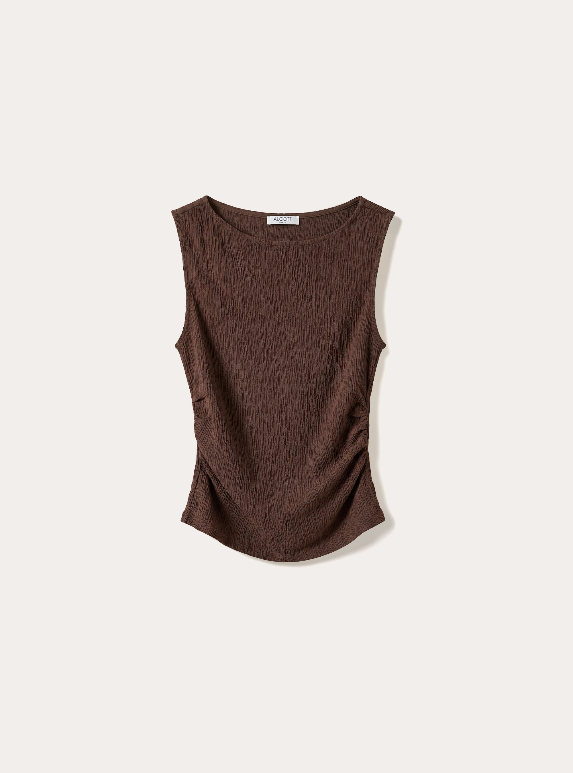 T-shirt maniche ad alette texturizzata, BR1 BROWN DARK