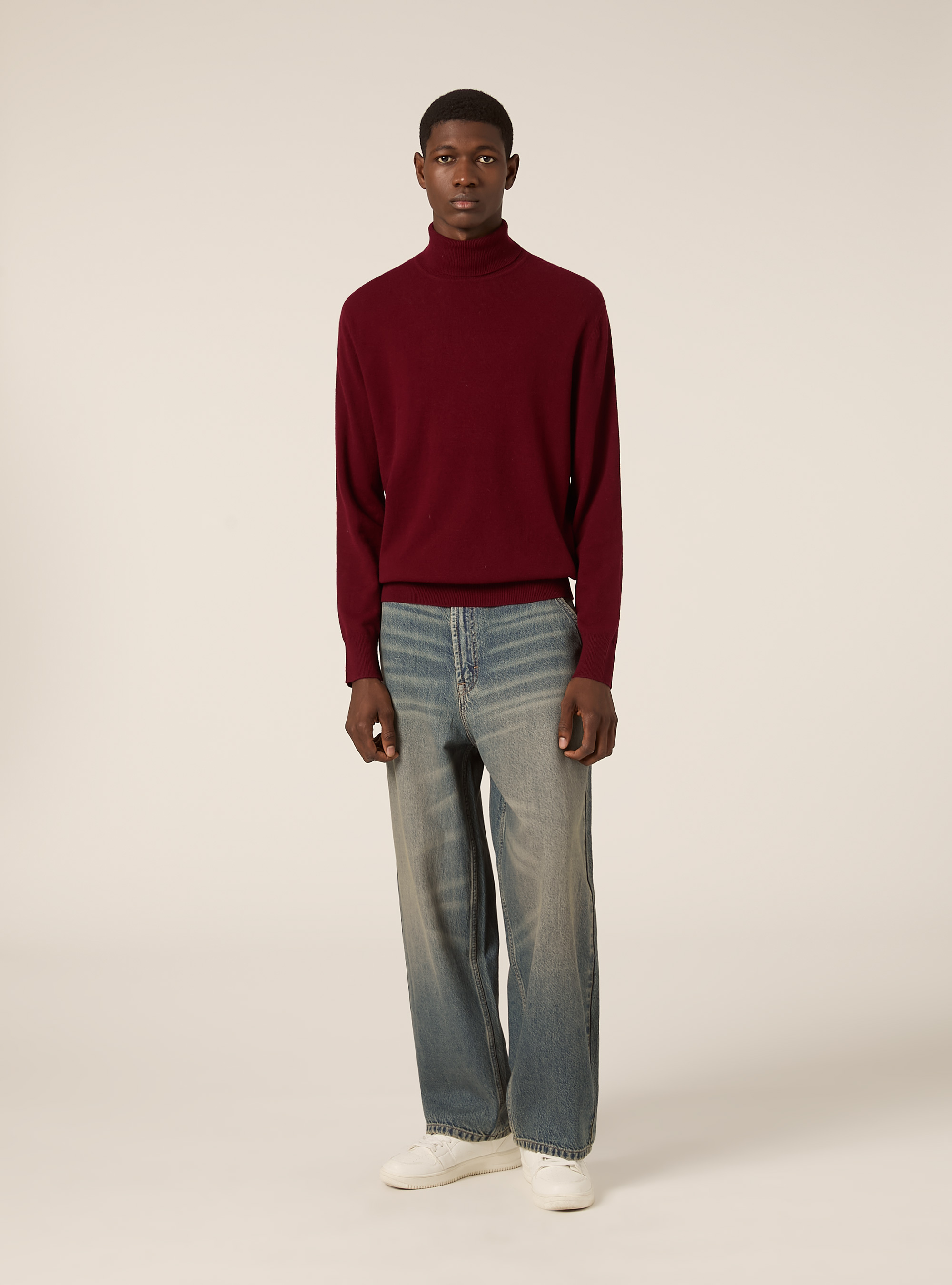 Rollkragenpullover mit Rippstrickabschluss, C3307 WINE