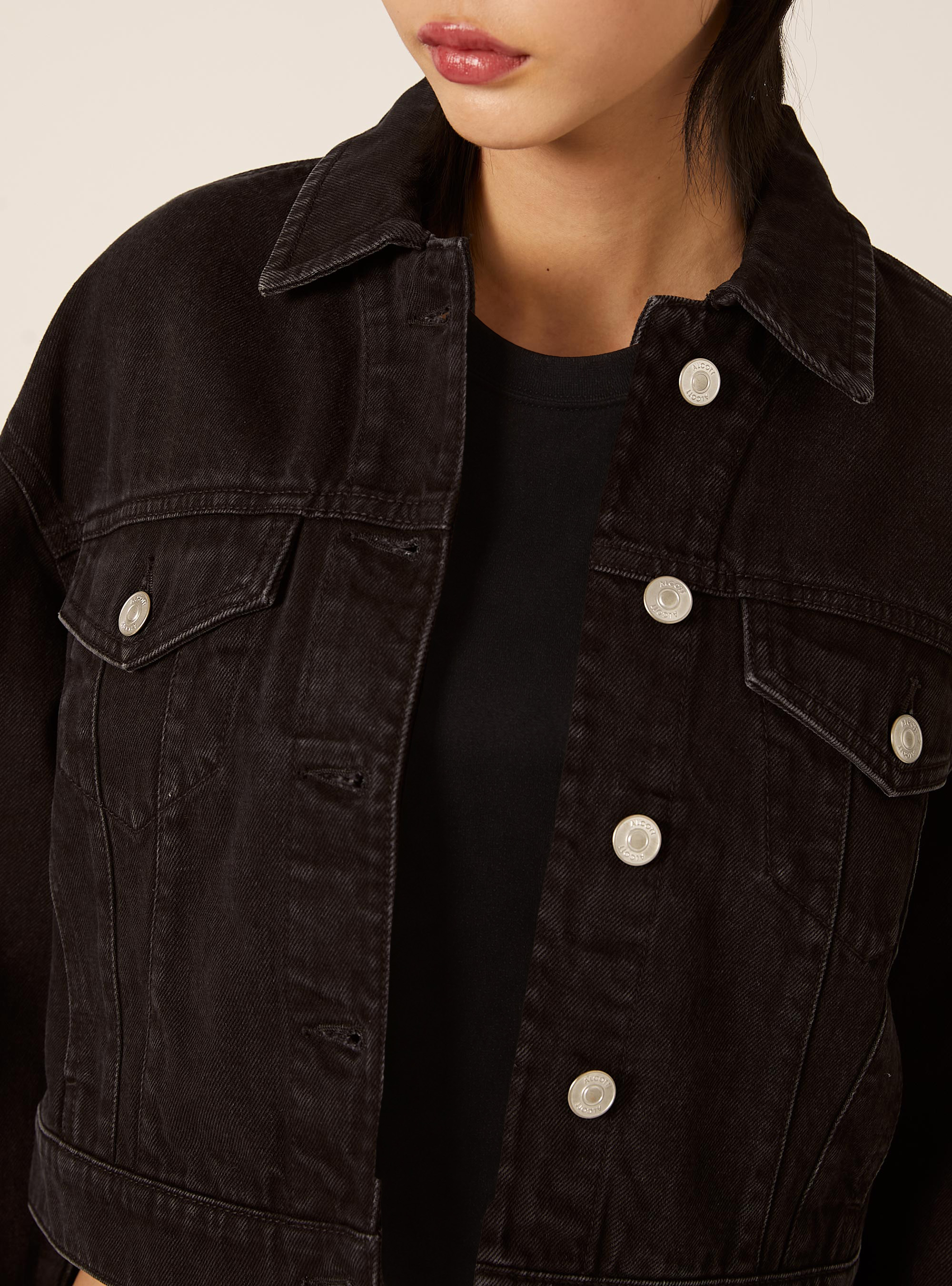 Chaqueta corta de sarga, BK1 BLACK