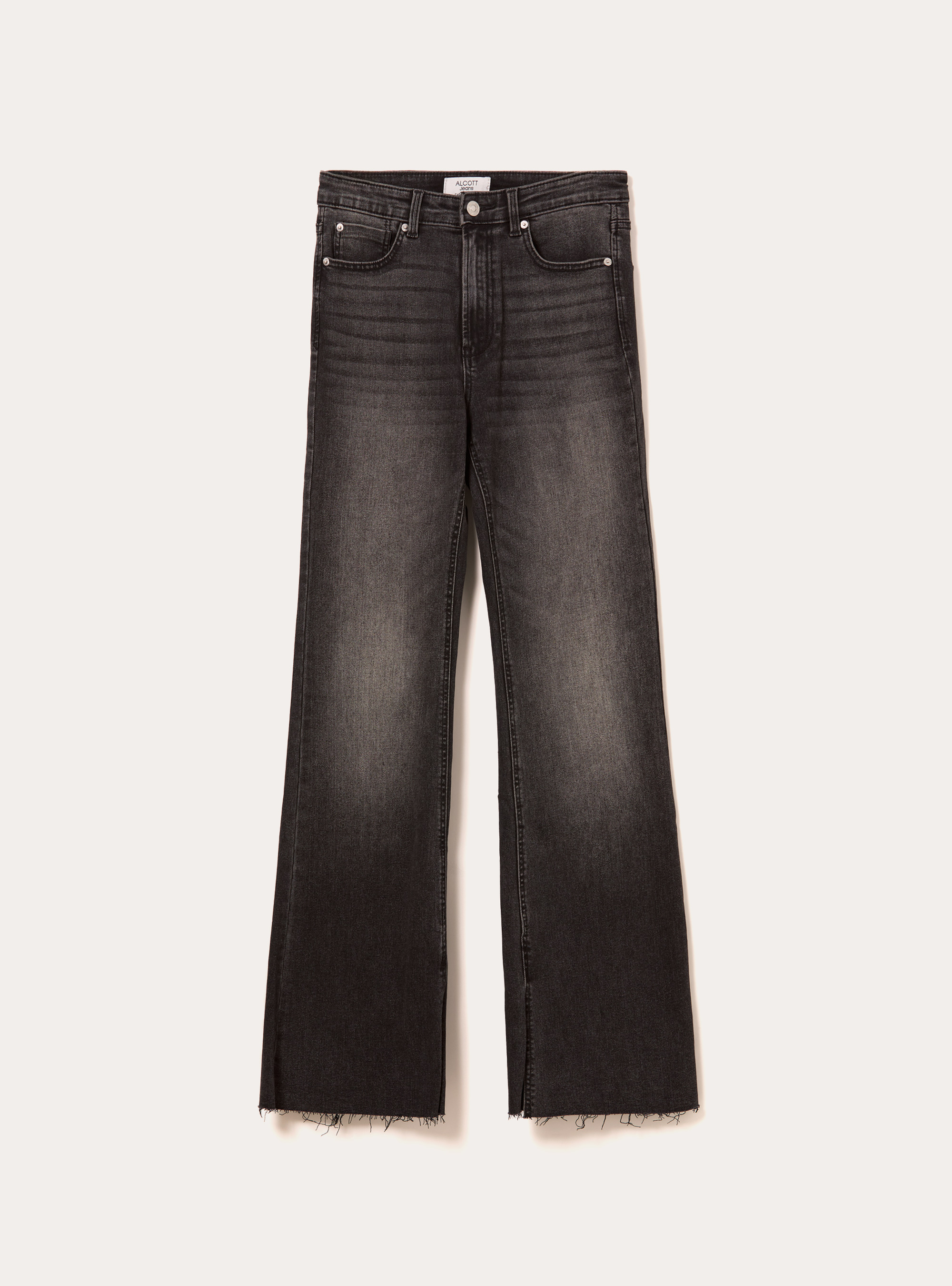 High-waisted flare jeans, D000 BLACK