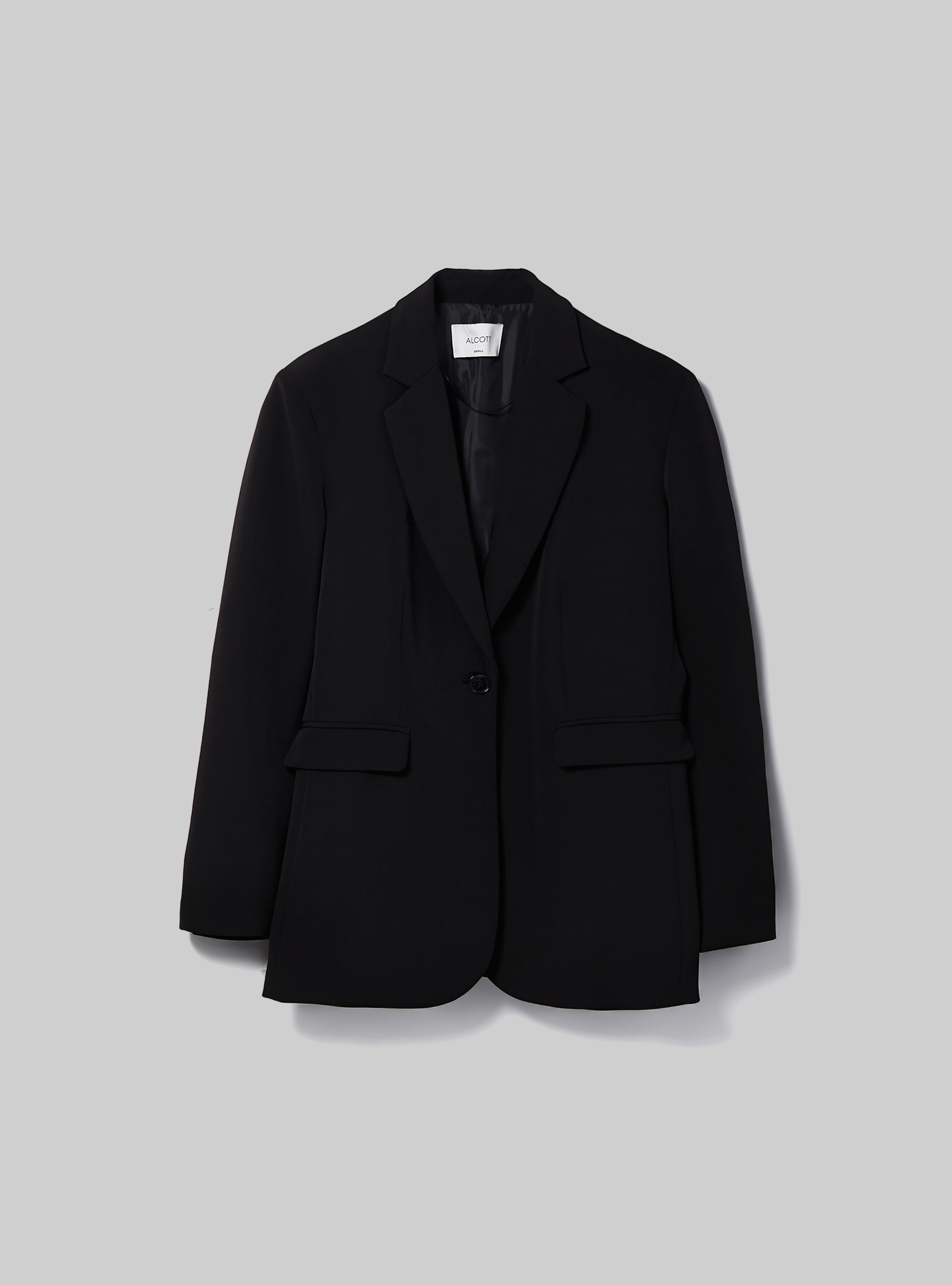Plain-coloured single-breasted blazer, BK1 BLACK