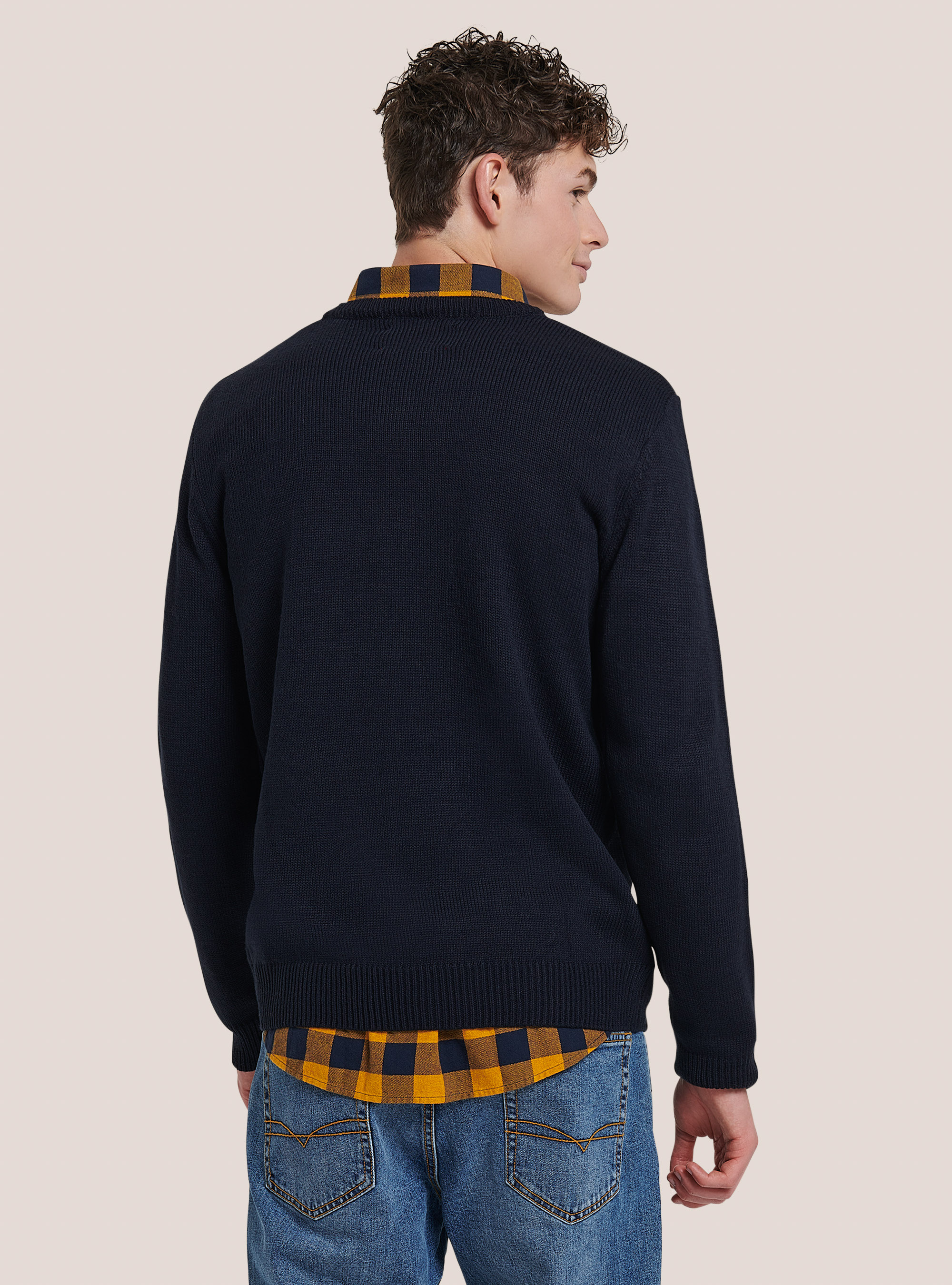 Christmas crew-neck pullover with gingerbread man, BLUE NAVY