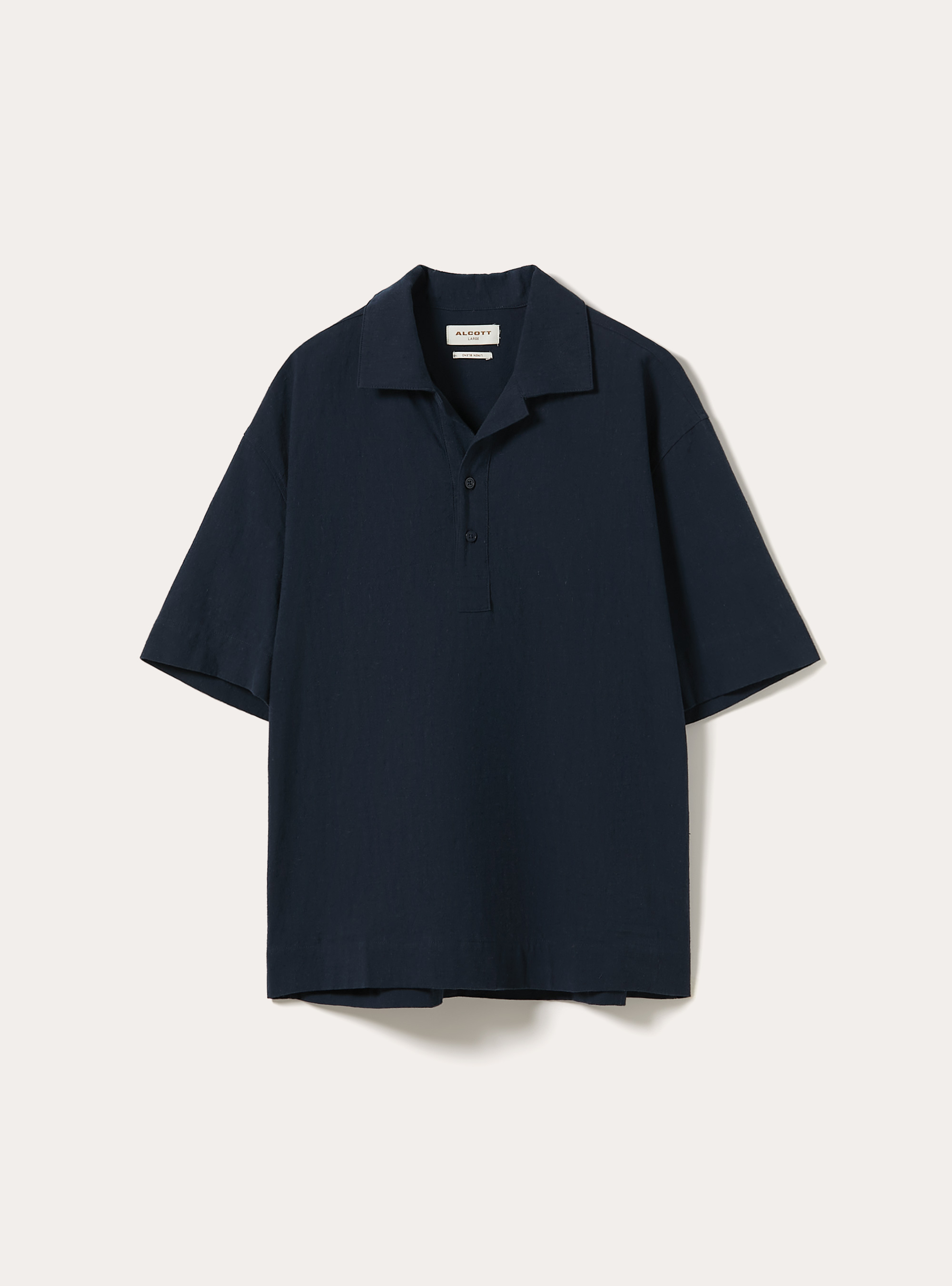 Polo Camisero de Mezcla de Lino, NA2 NAVY MEDIUM