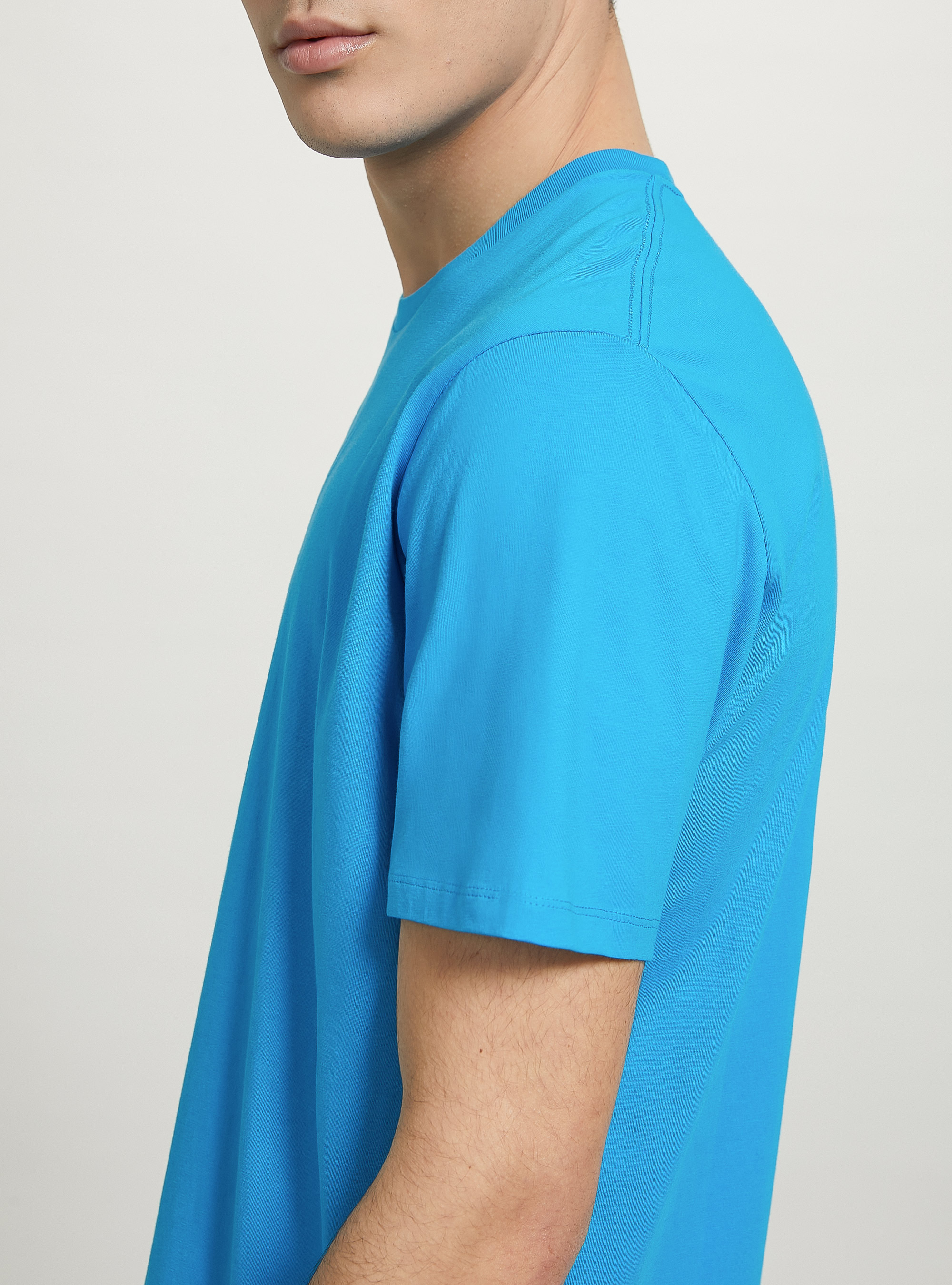 Maglietta girocollo in cotone sostenibile, AZ2 AZURE MEDIUM