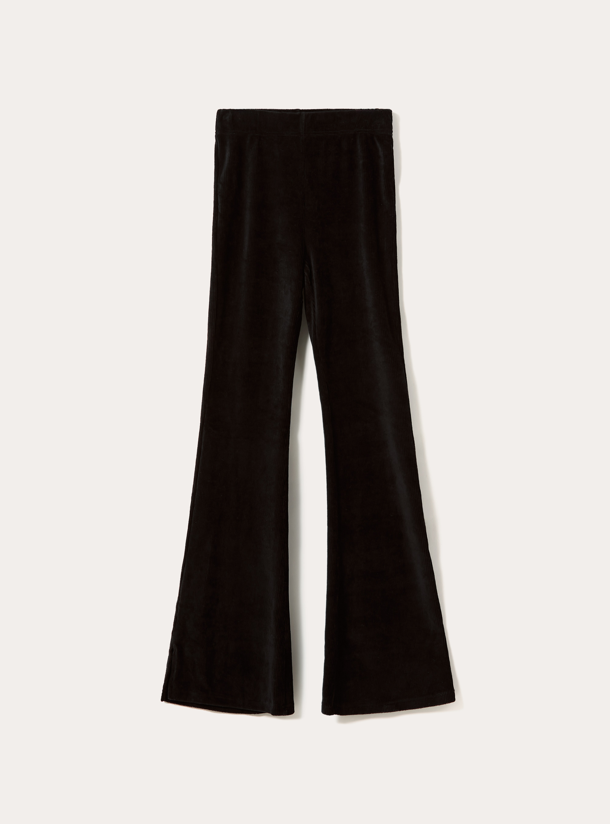 Ribbed flare leggings, BK1 BLACK