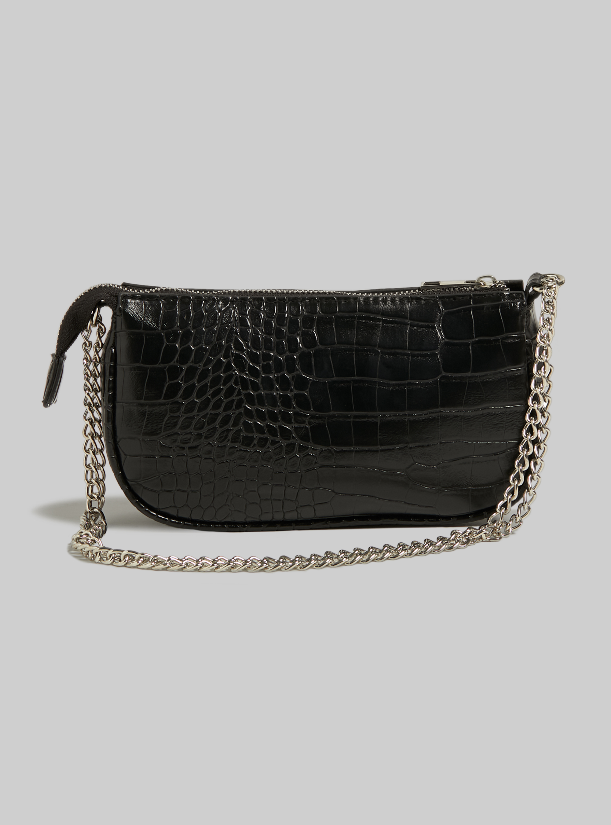 Leather-effect mini bag with chain, BK1 BLACK