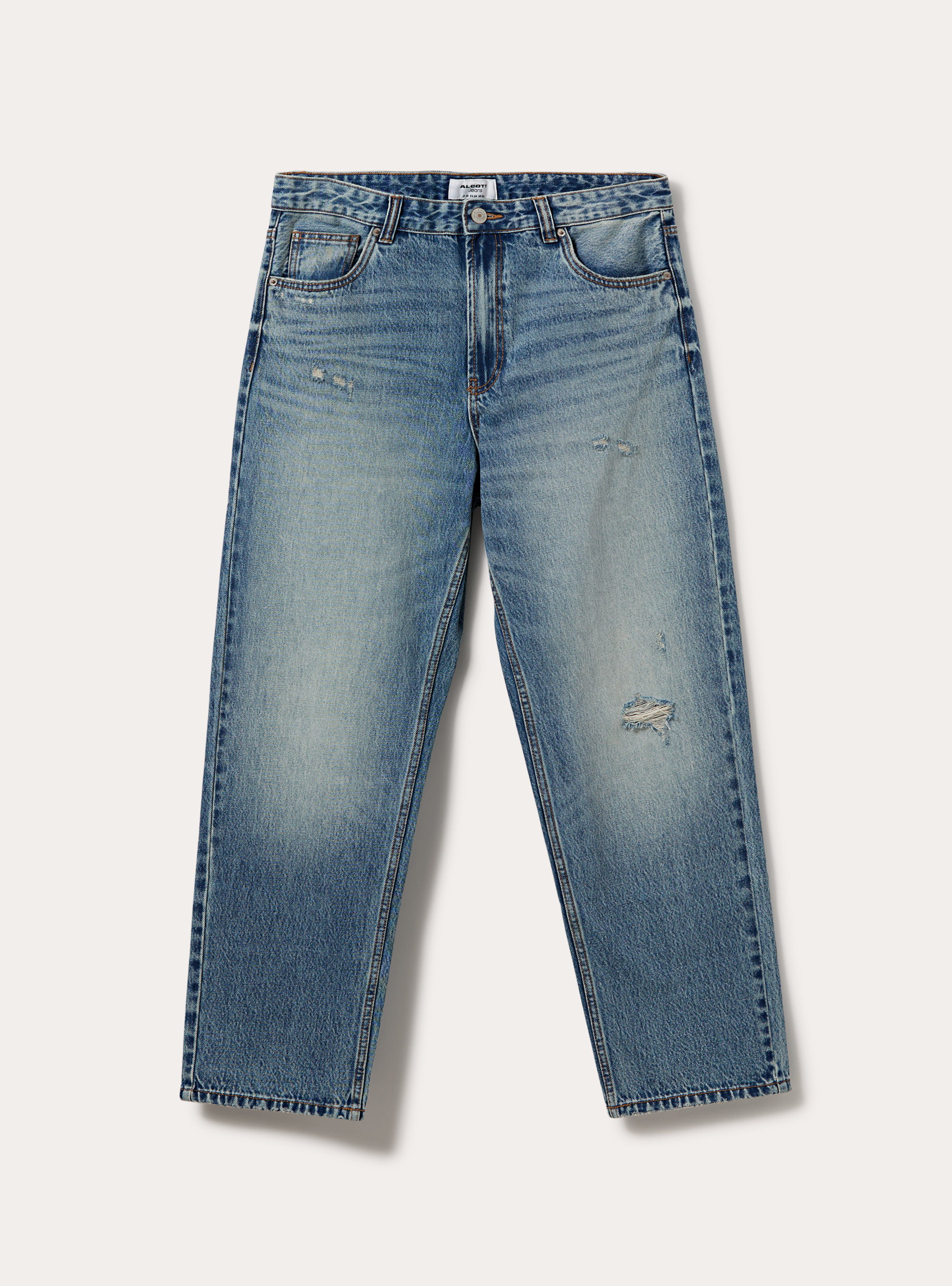 Pantalone in denim tapered fit, D201 AZZURRE MED OVERDYE