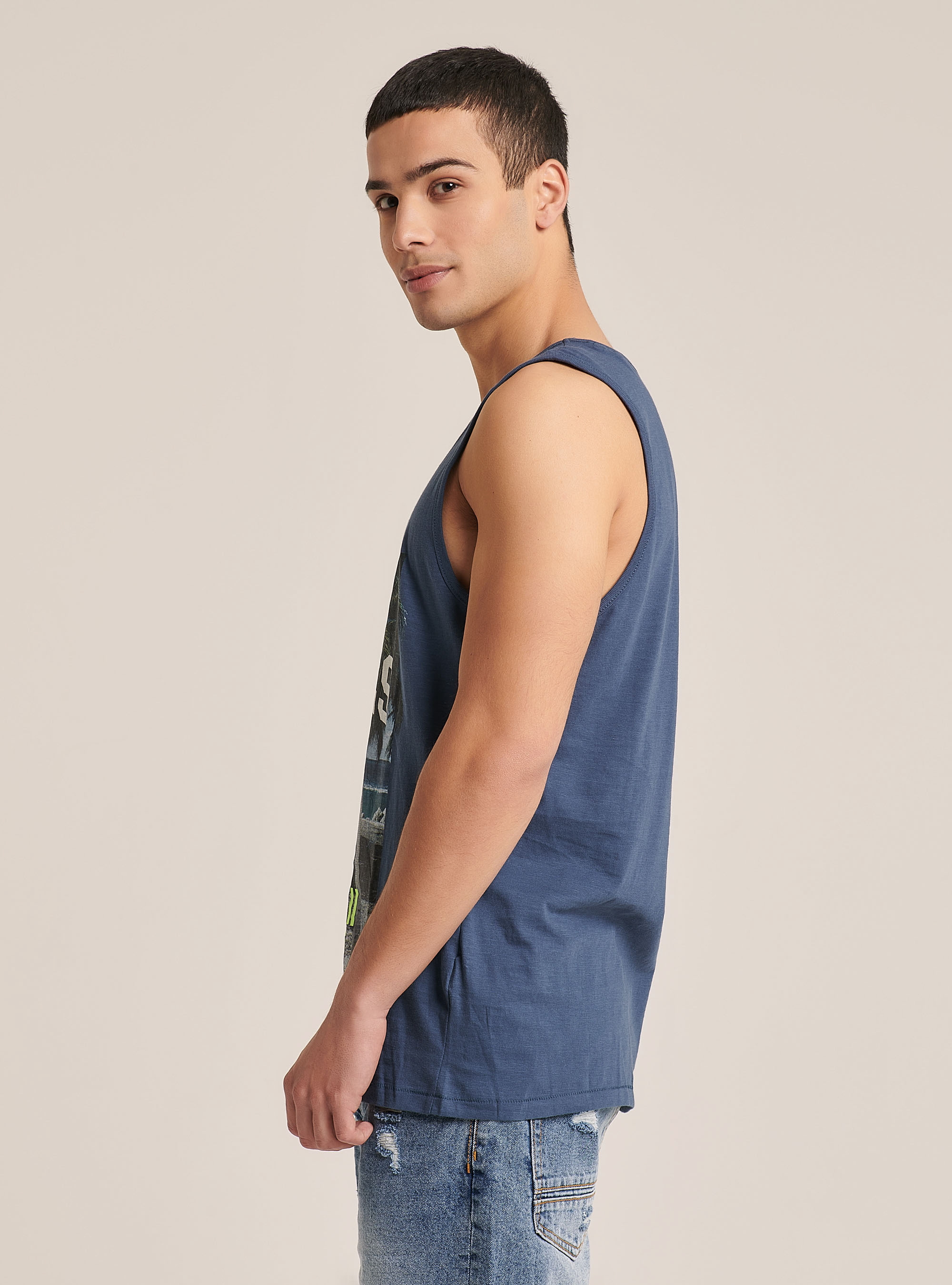 Tanktop mit Aufdruck City, C222 BLUE