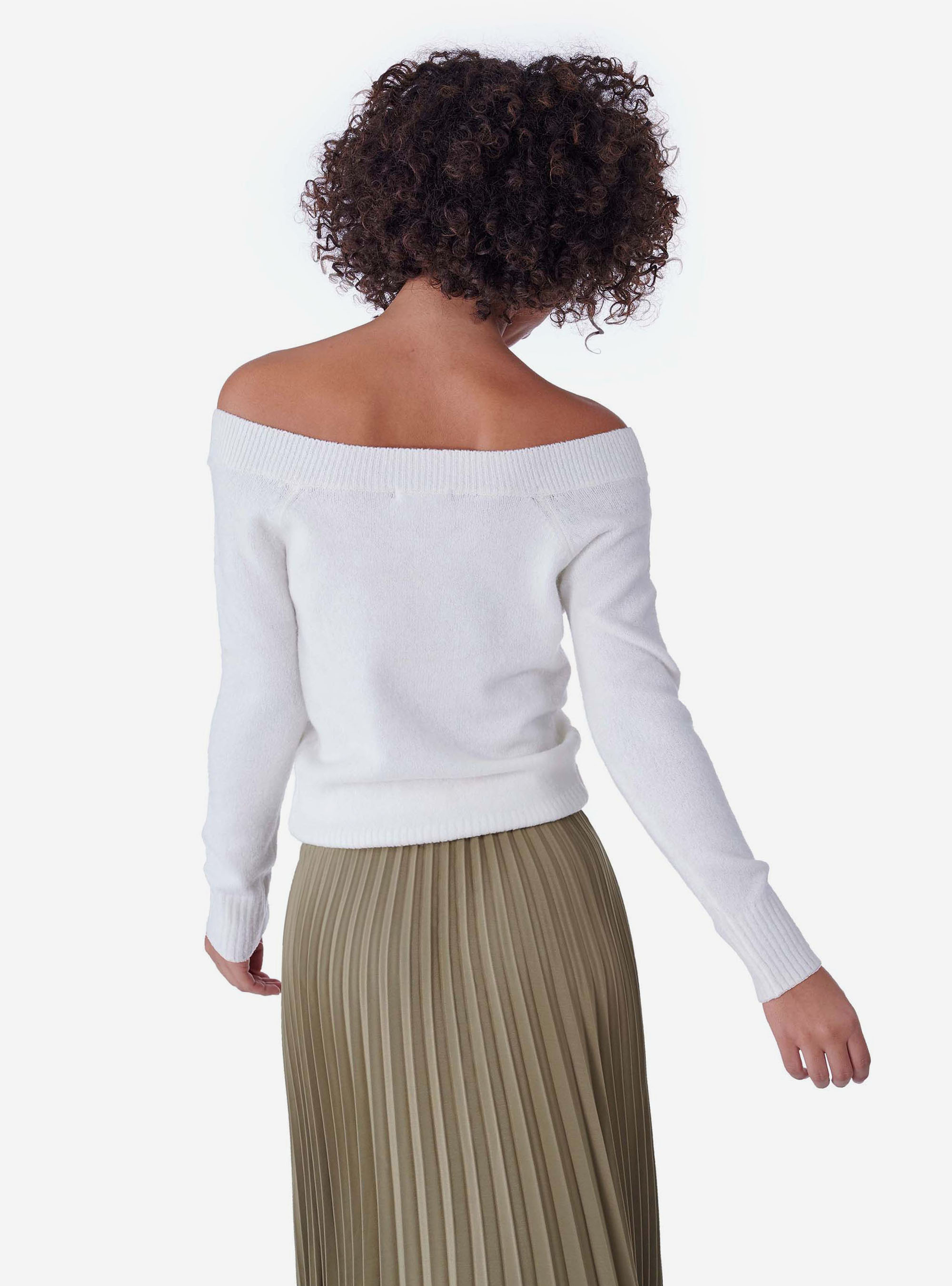 SWEATER WITH WIDE COLLAR, C0009 OFF WHITE