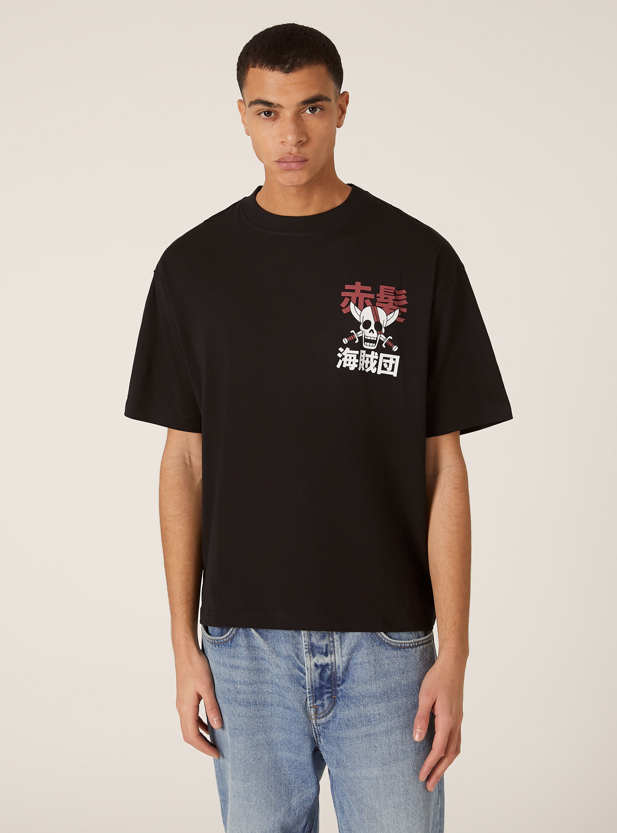 T-shirt one piece  boxy fit, BK1 BLACK