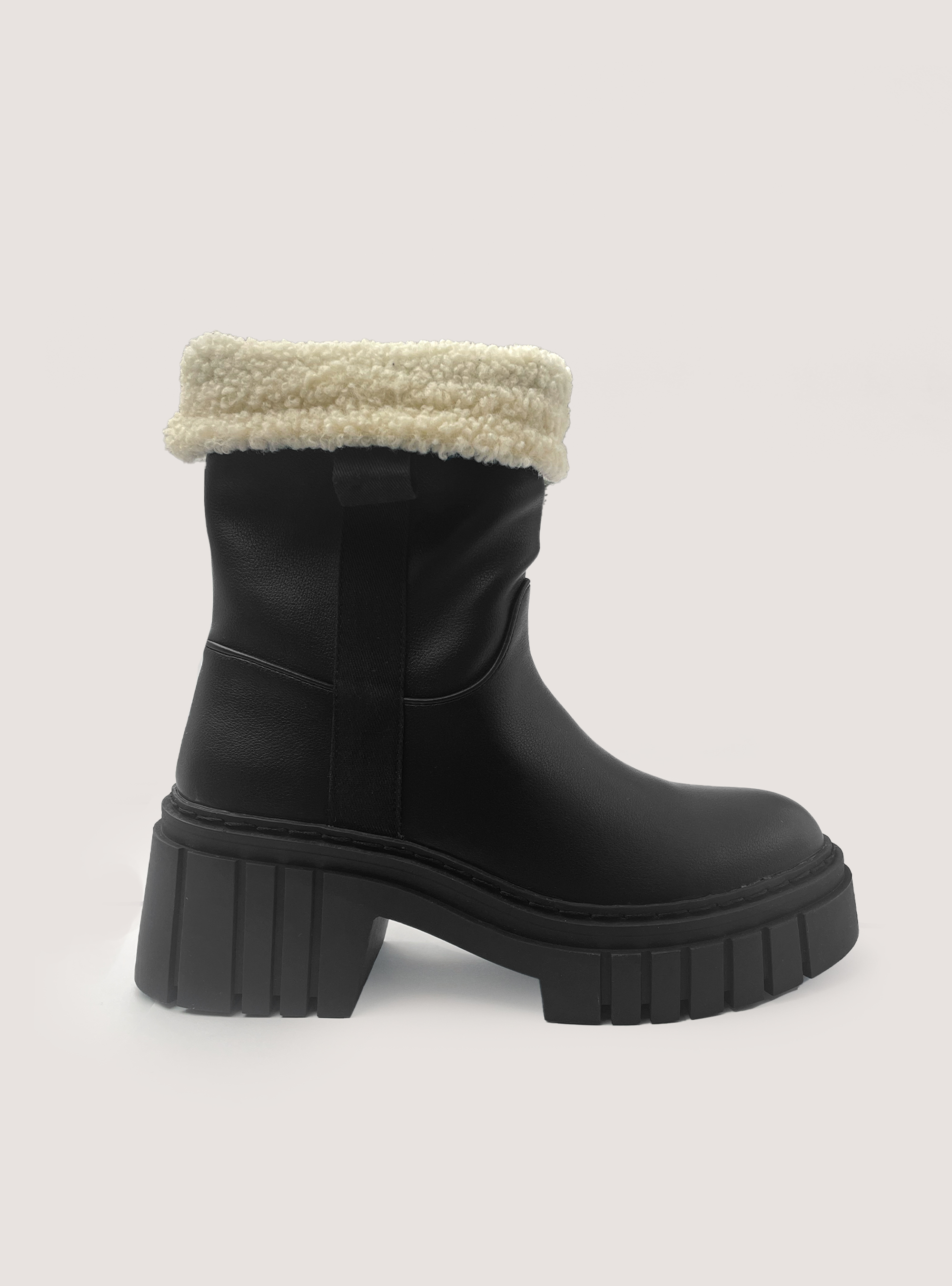 Stivaletti con sherpa, BK1 BLACK