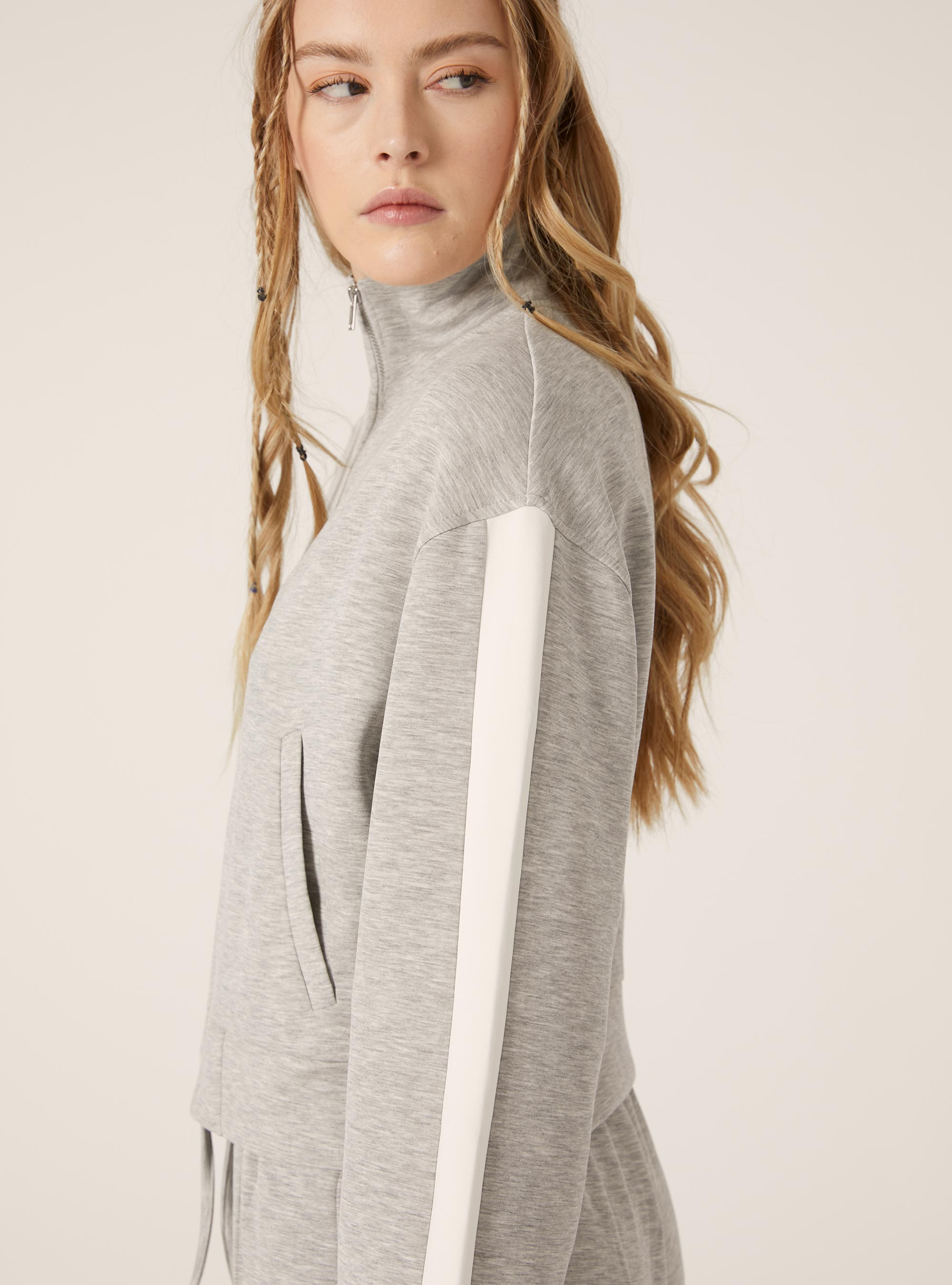 Soft touch zip sweatshirt, MGY3 GREY MEL LIGHT