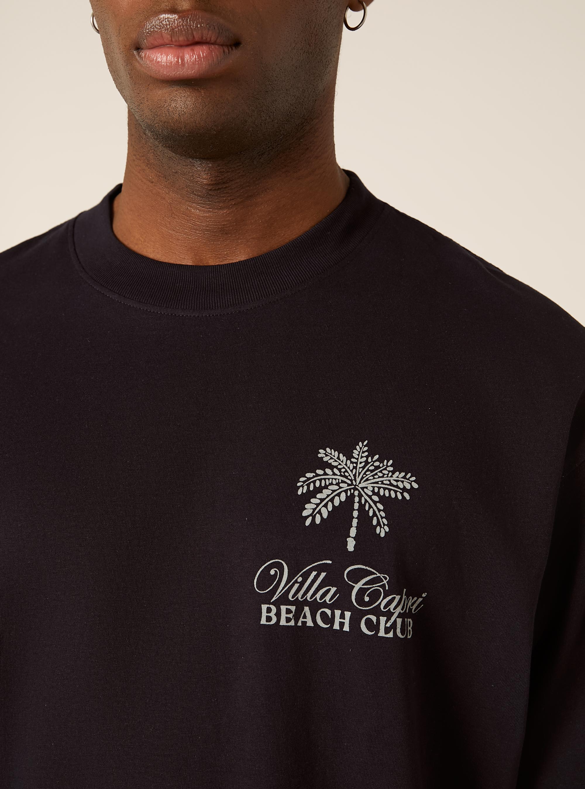 T-shirt boxy fit con stampa villa capri, NA2 NAVY MEDIUM