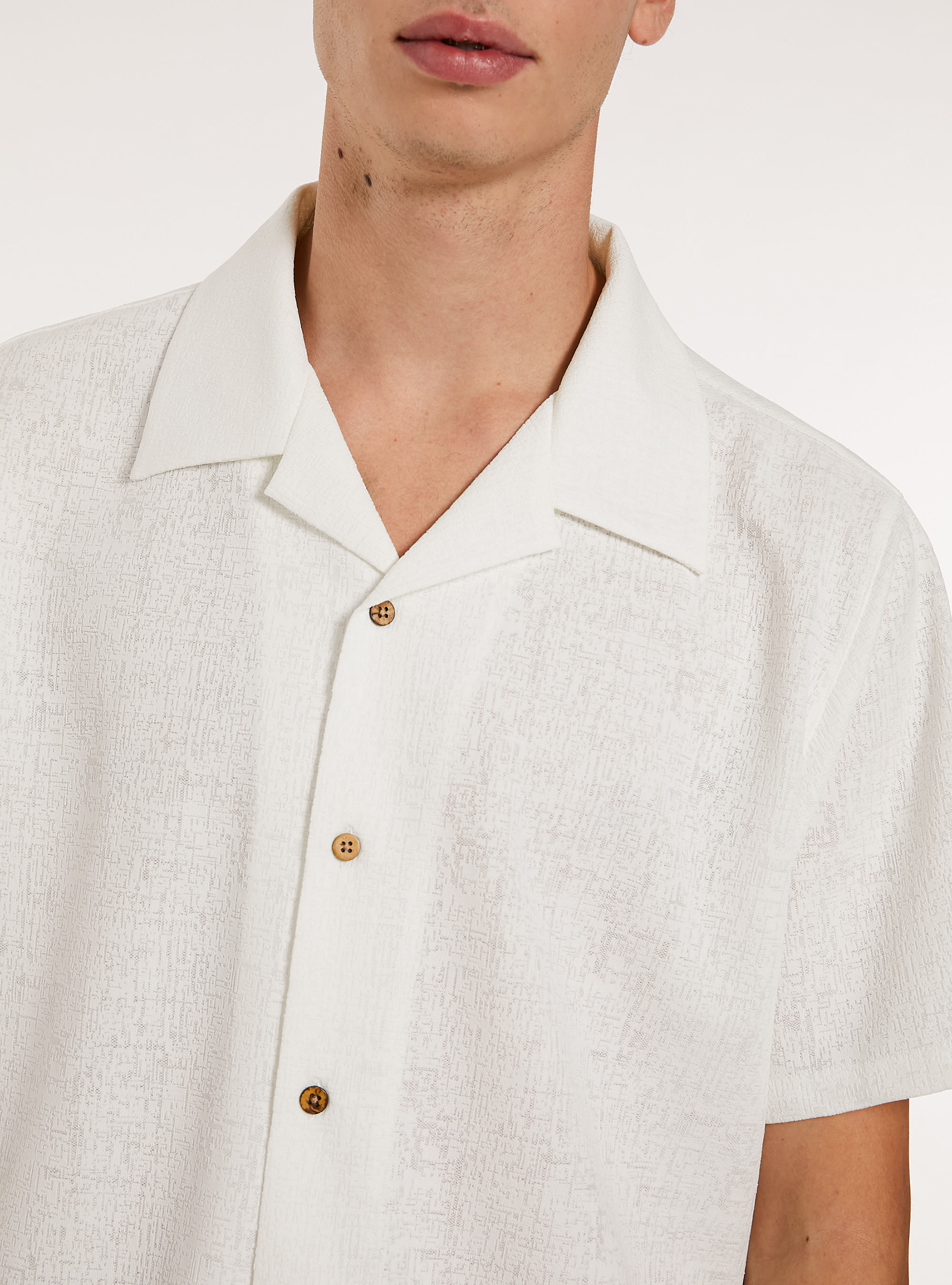 Camicia bowling testurizzata, WH2 WHITE