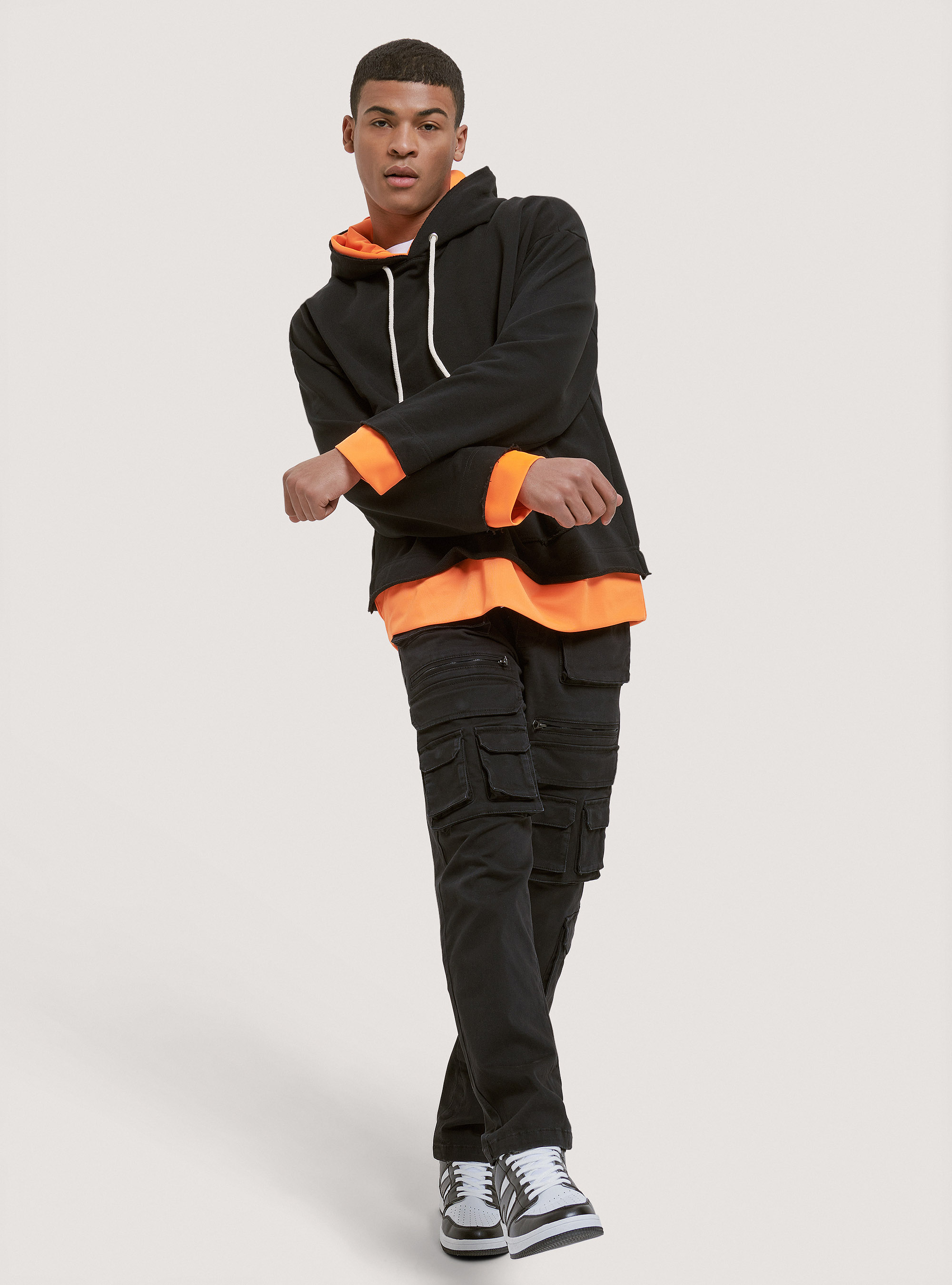 Hooded sweatshirt with contrasting details, BK1 BLACK