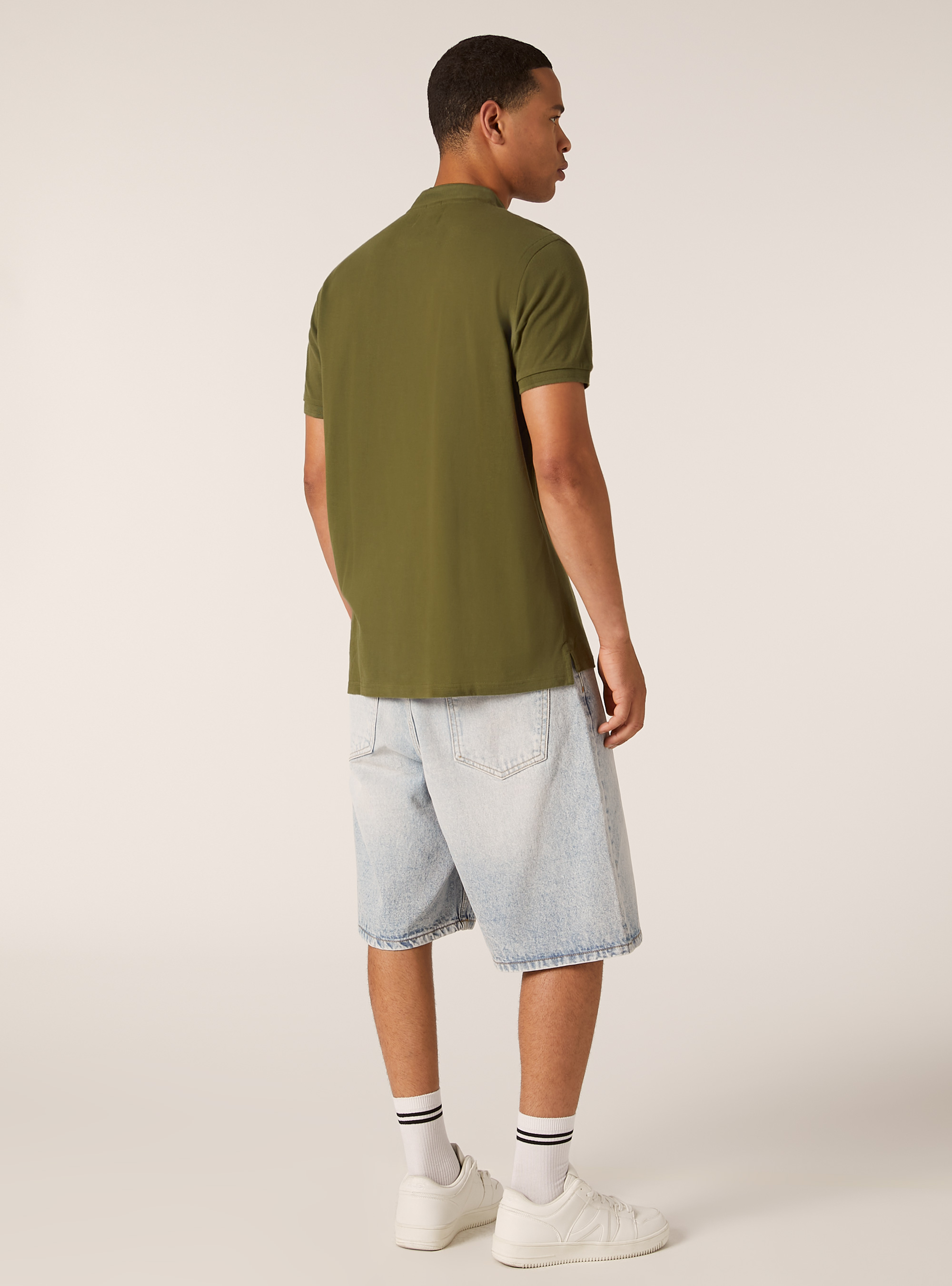 Cotton polo shirt with Korean collar, KY2 KAKY MEDIUM