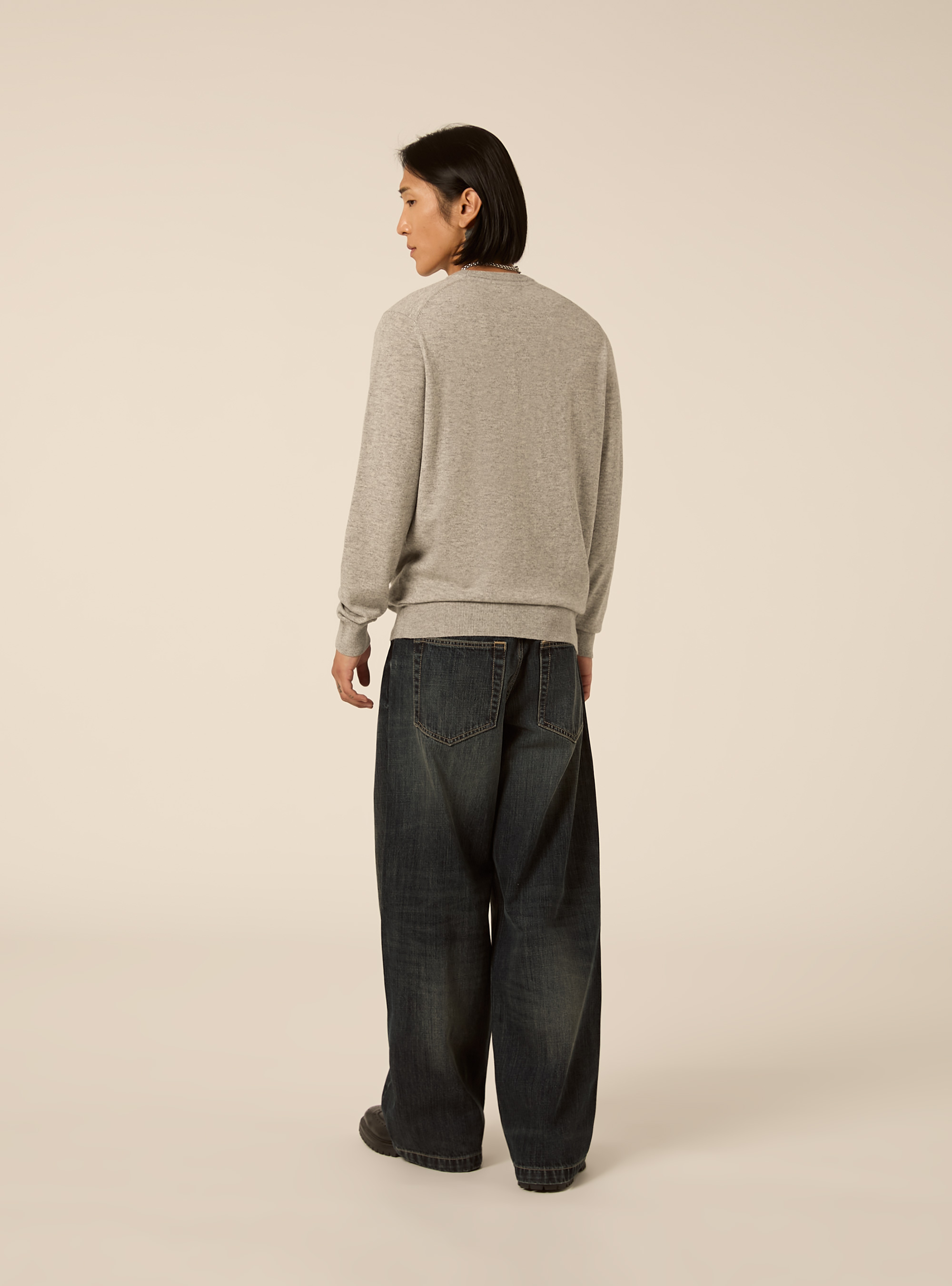 Rundhals pullover aus wolle und kaschmirmischung, MGY3 GREY MEL LIGHT