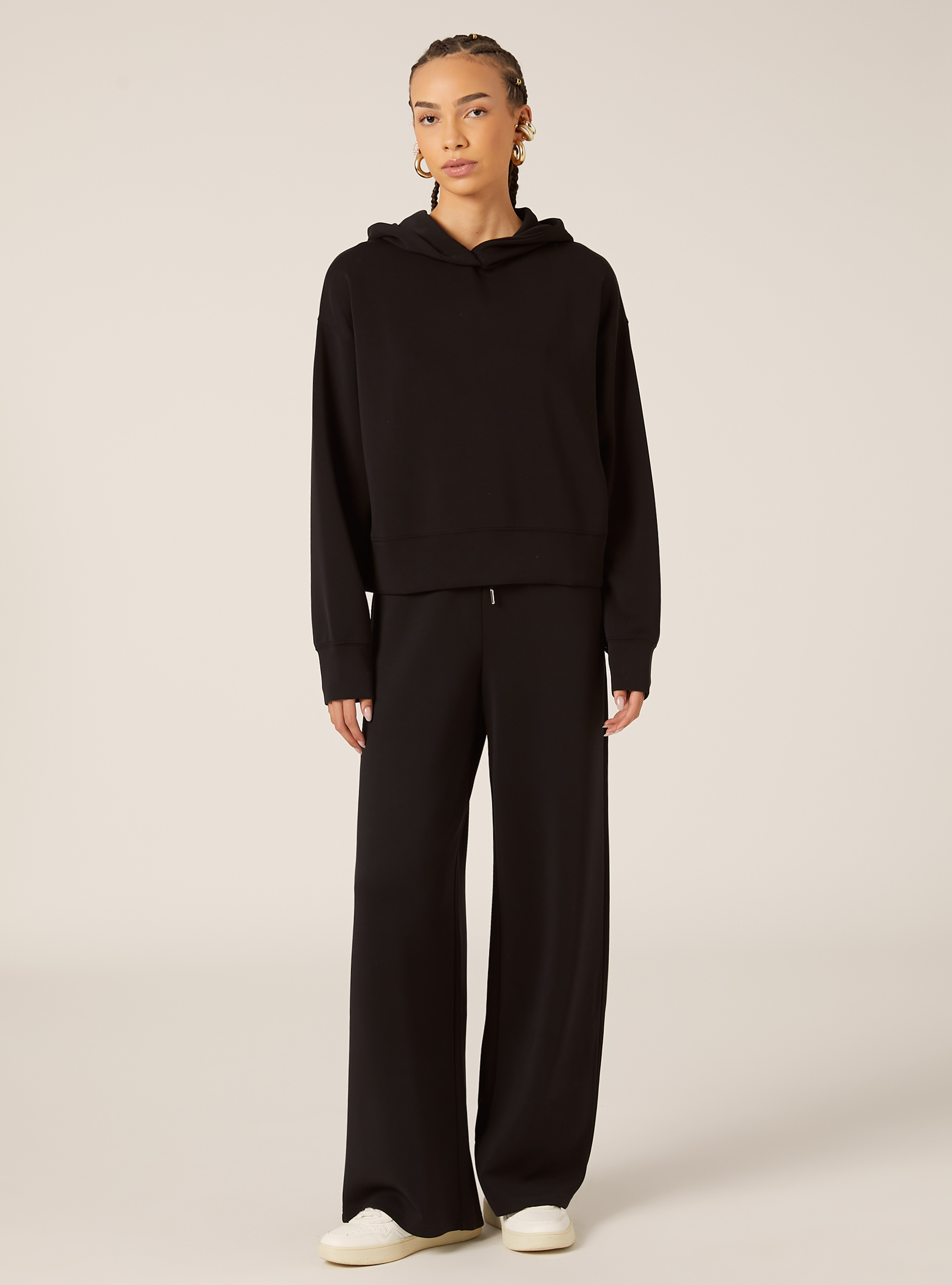 Pull court en molleton doux au toucher, BK1 BLACK