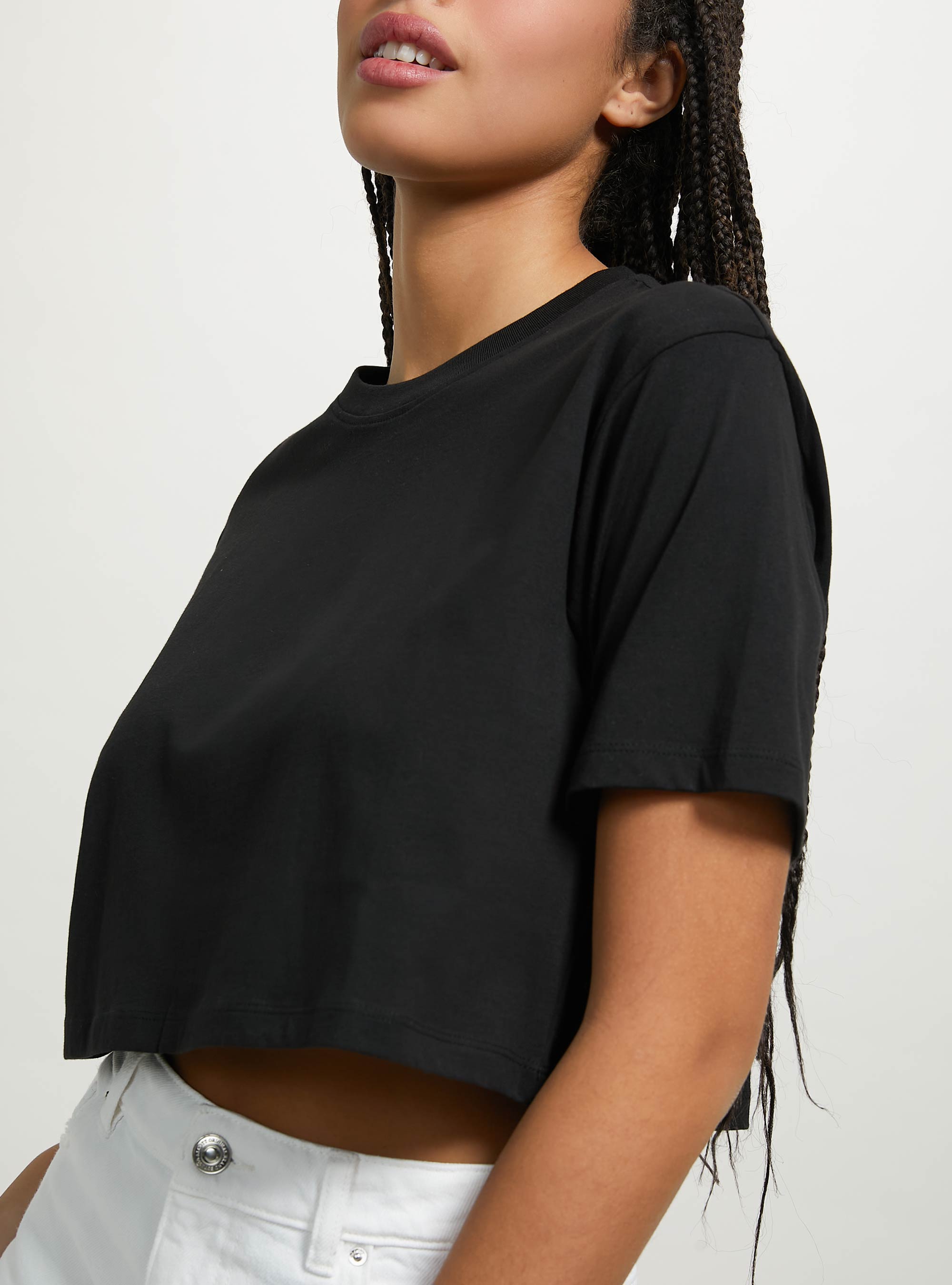 T-shirt en coton court, BK1 BLACK
