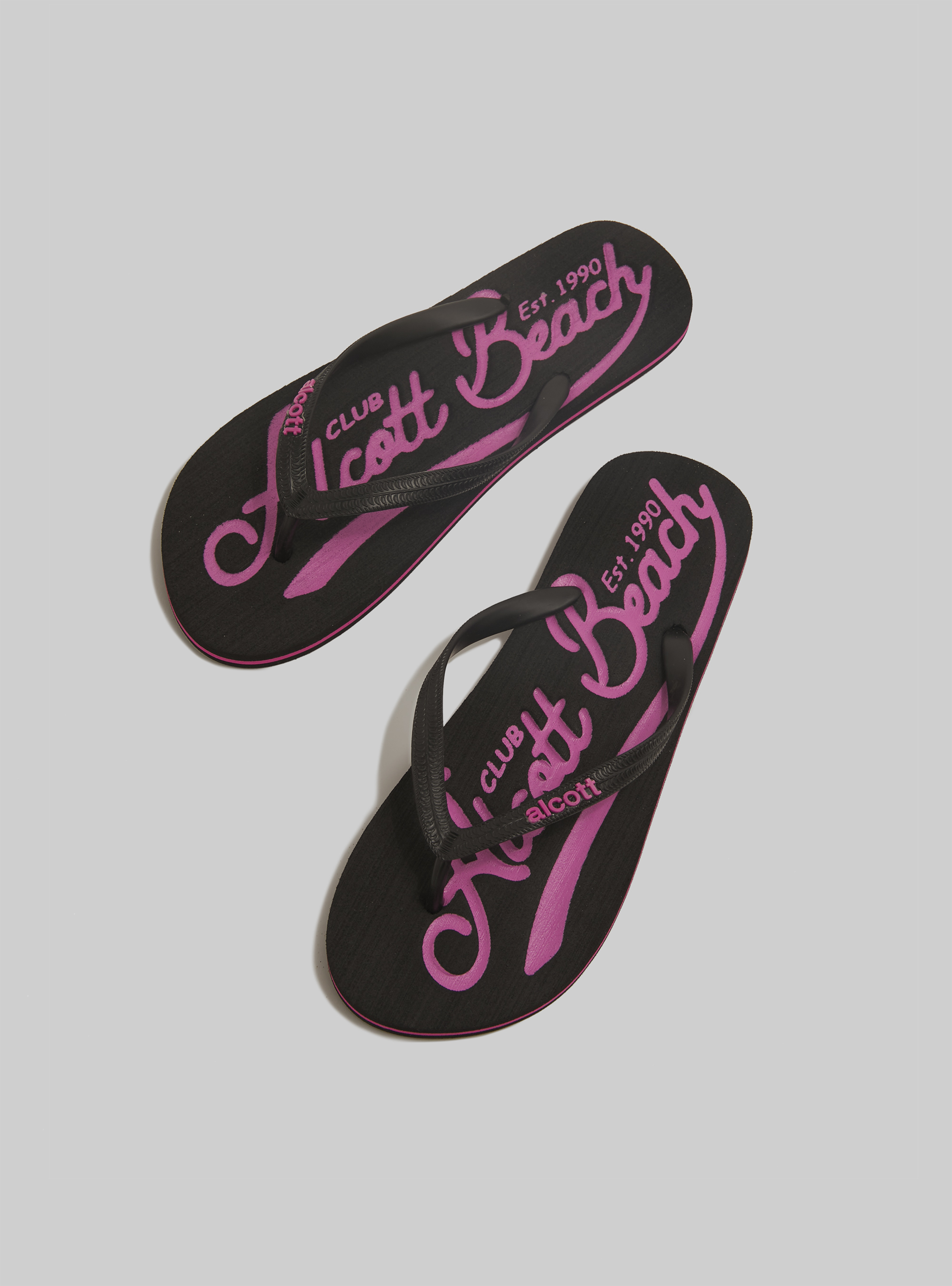 Flip-flops with logo, BLACK