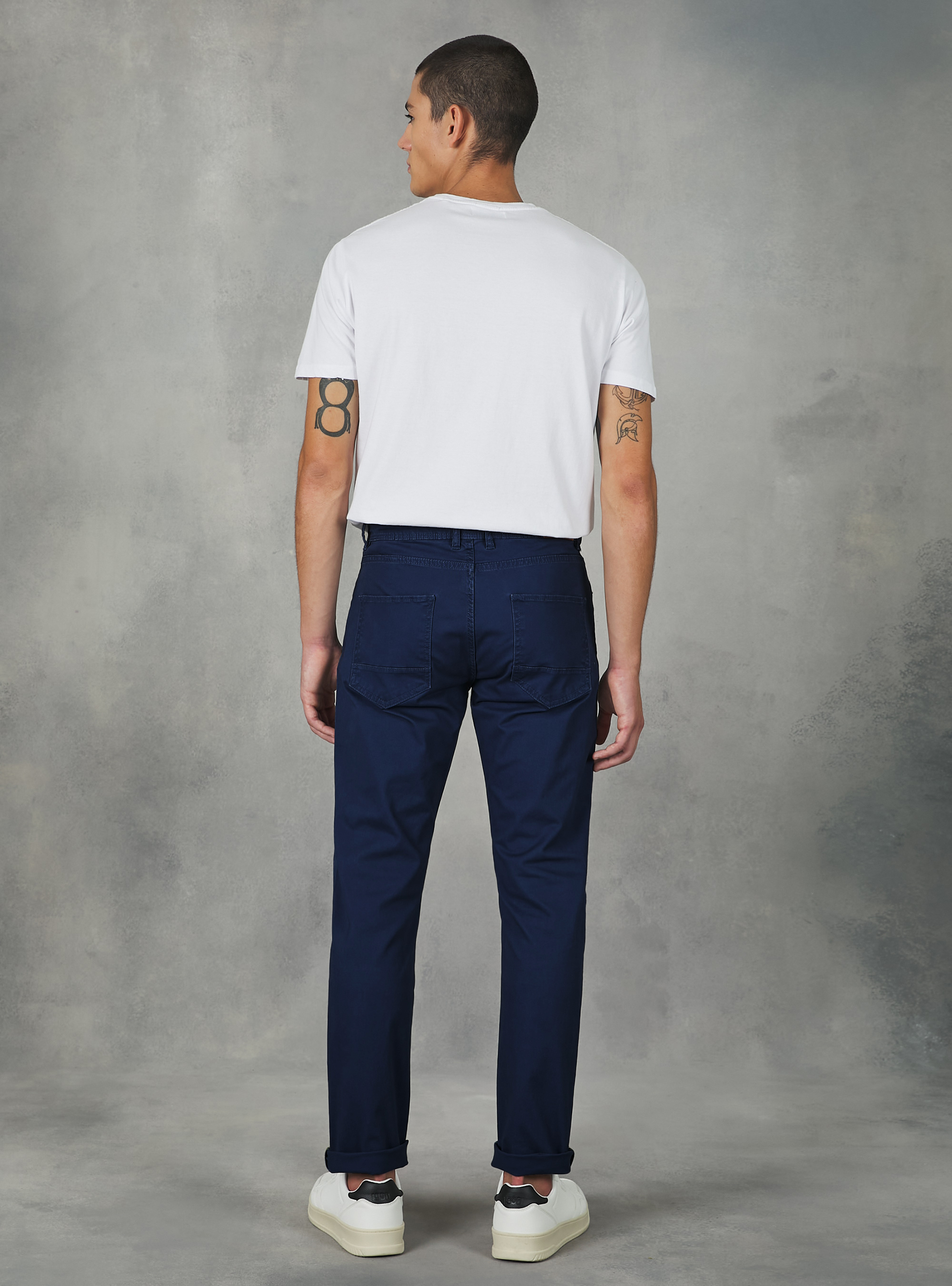 Pantalones ajustados de algod&oacute;n, NA1 NAVY DARK