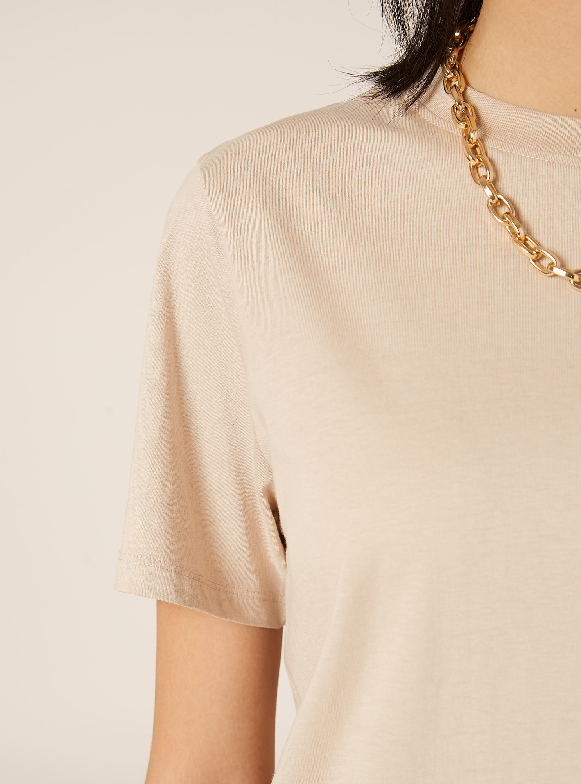 Cotton crew neck T-shirt, BG2 BEIGE MEDIUM