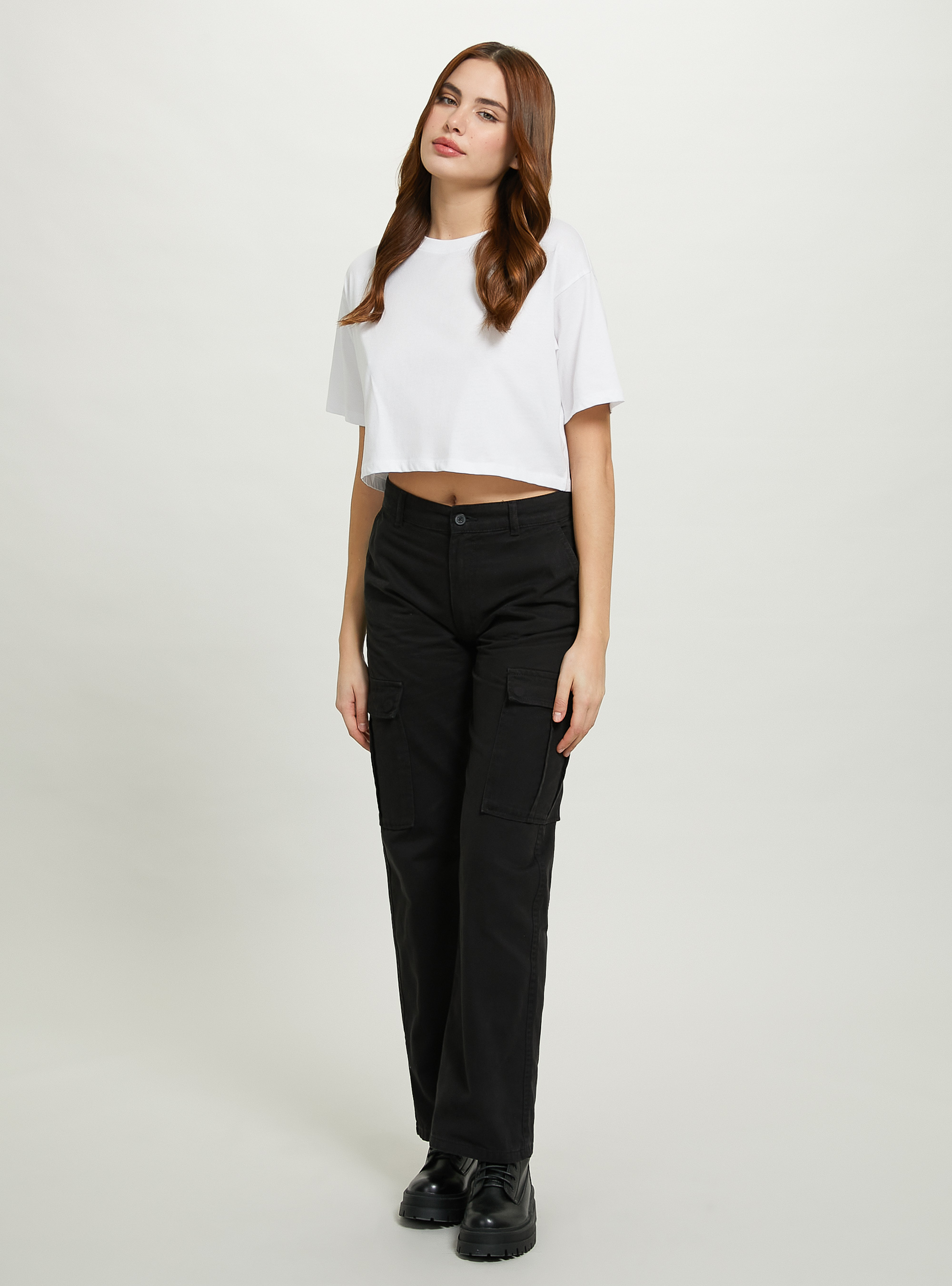 Pantal&oacute;n cargo de sarga, BK1 BLACK