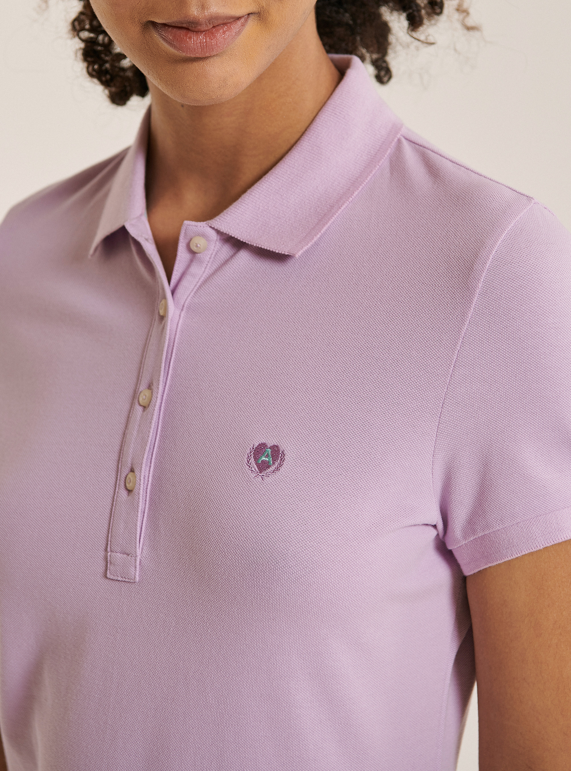 Polo shirt in cotton piquet, C3303 LILLAC