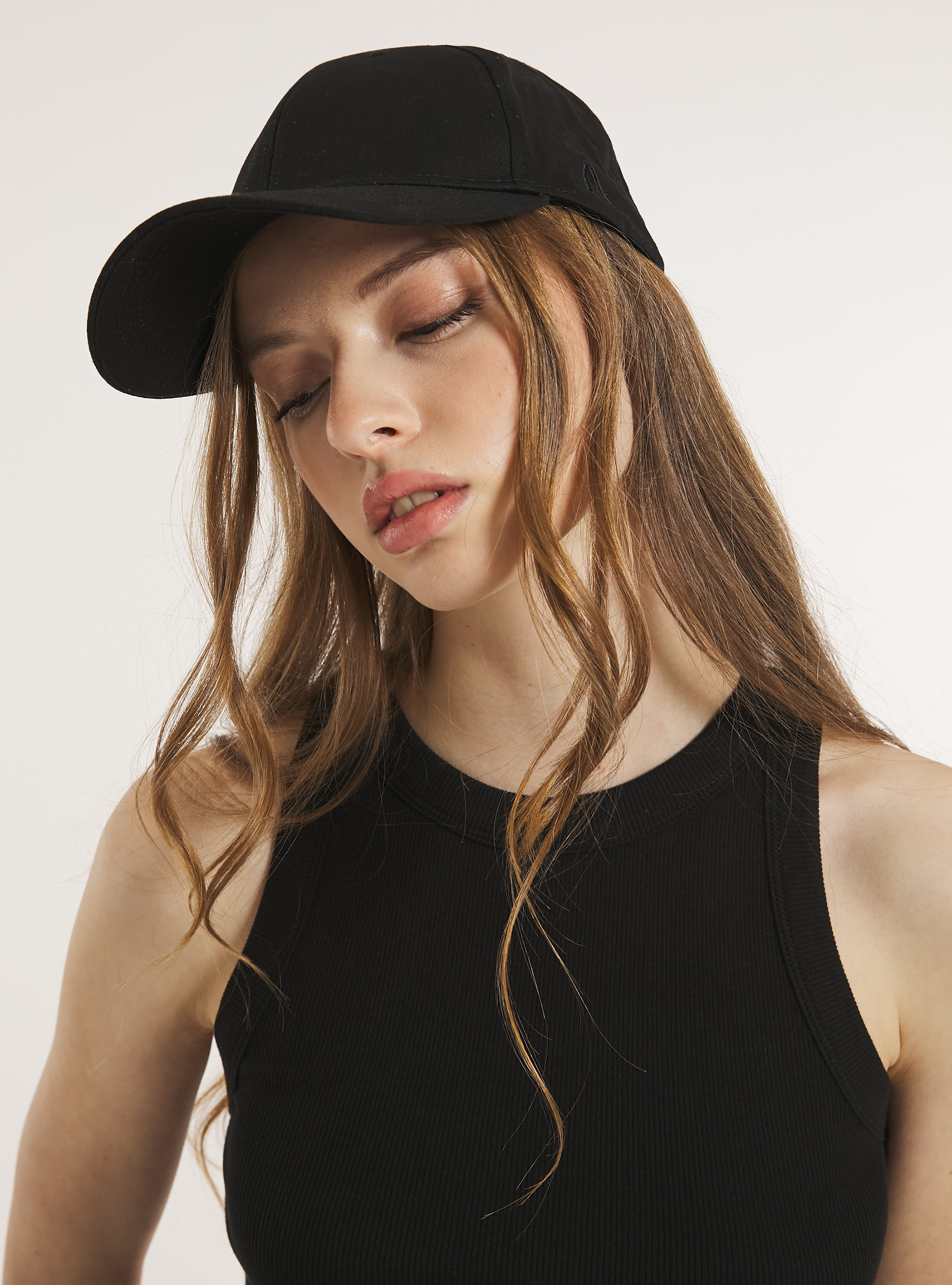 Geripptes Tanktop aus Baumwolle, BK1 BLACK