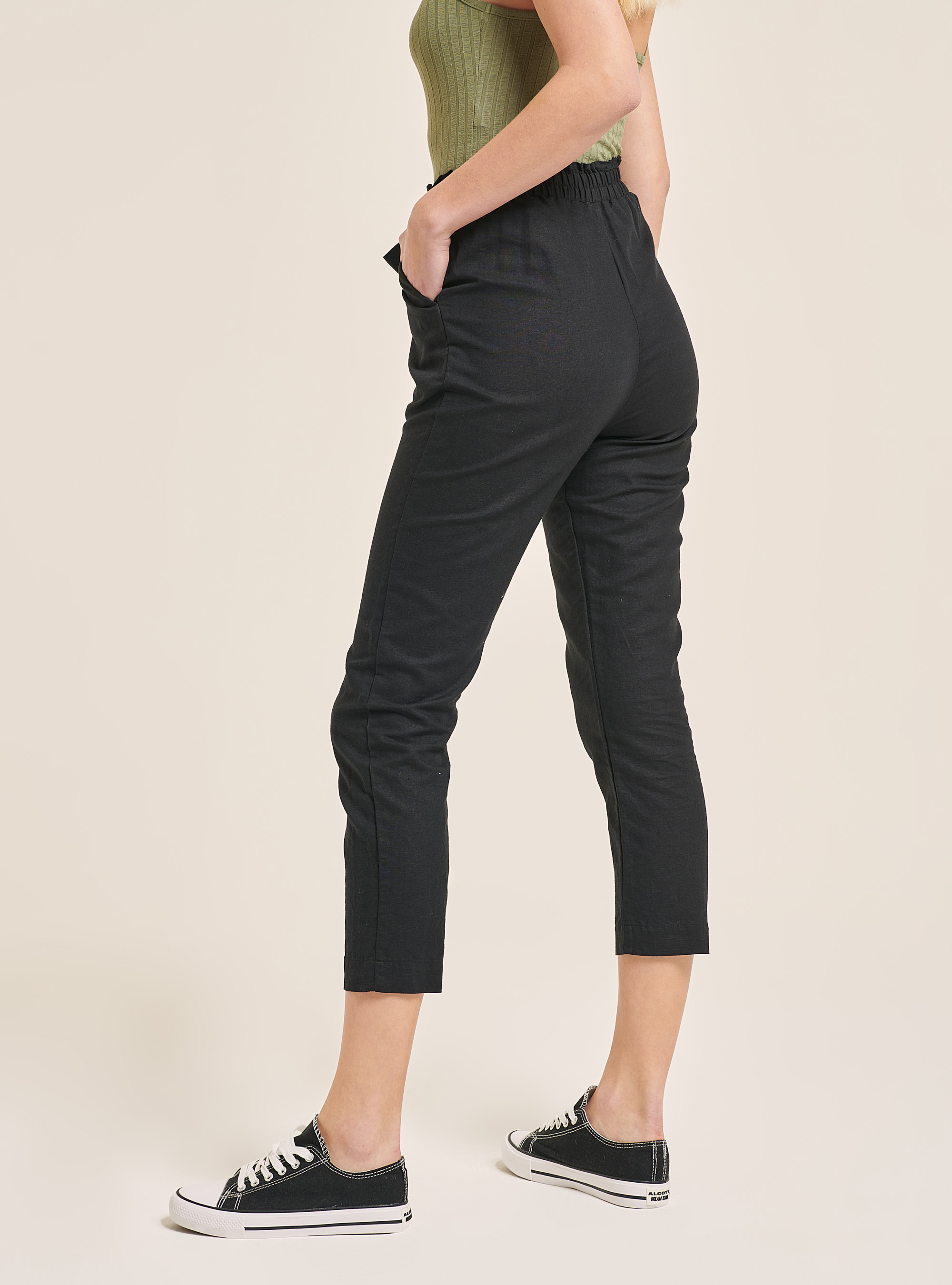 Paperbag-Hose, C101 BLACK