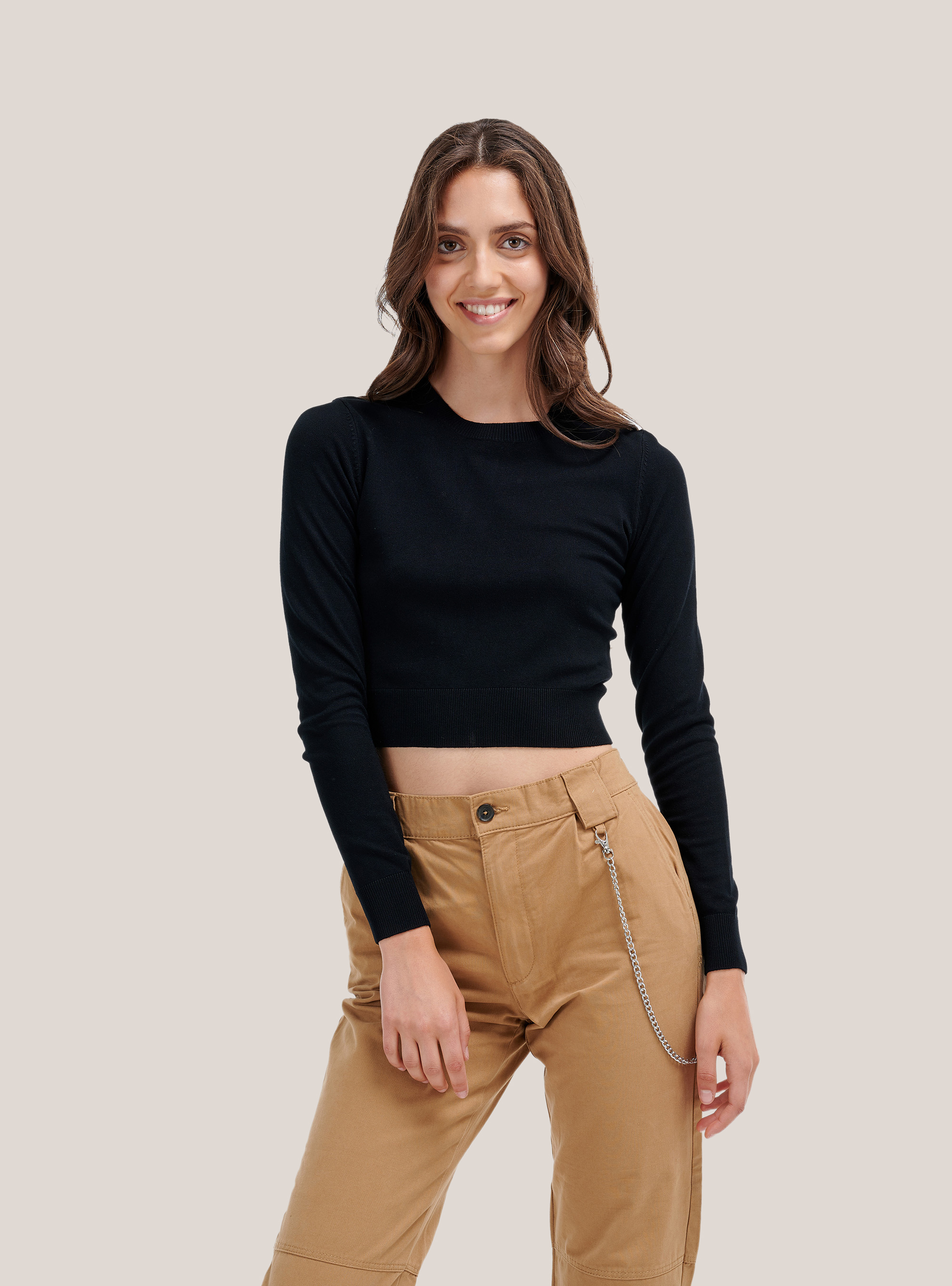 Pull court ras du cou, C101 BLACK